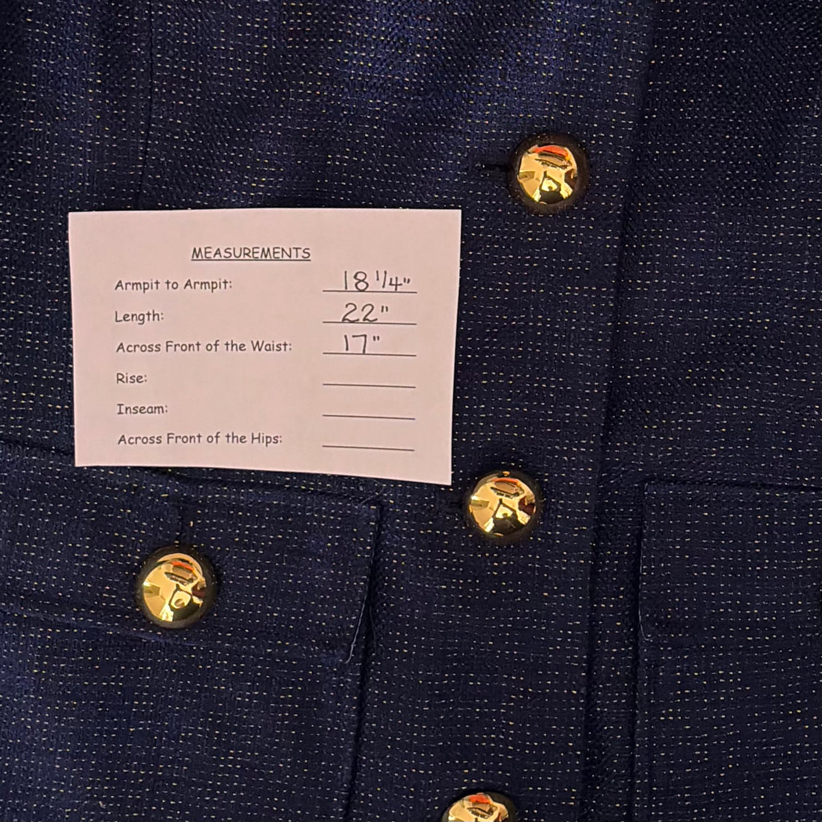 STS SAIL TO SABLE Navy Tweed Stand Collar Jacket Blazer Buttons Pockets Small