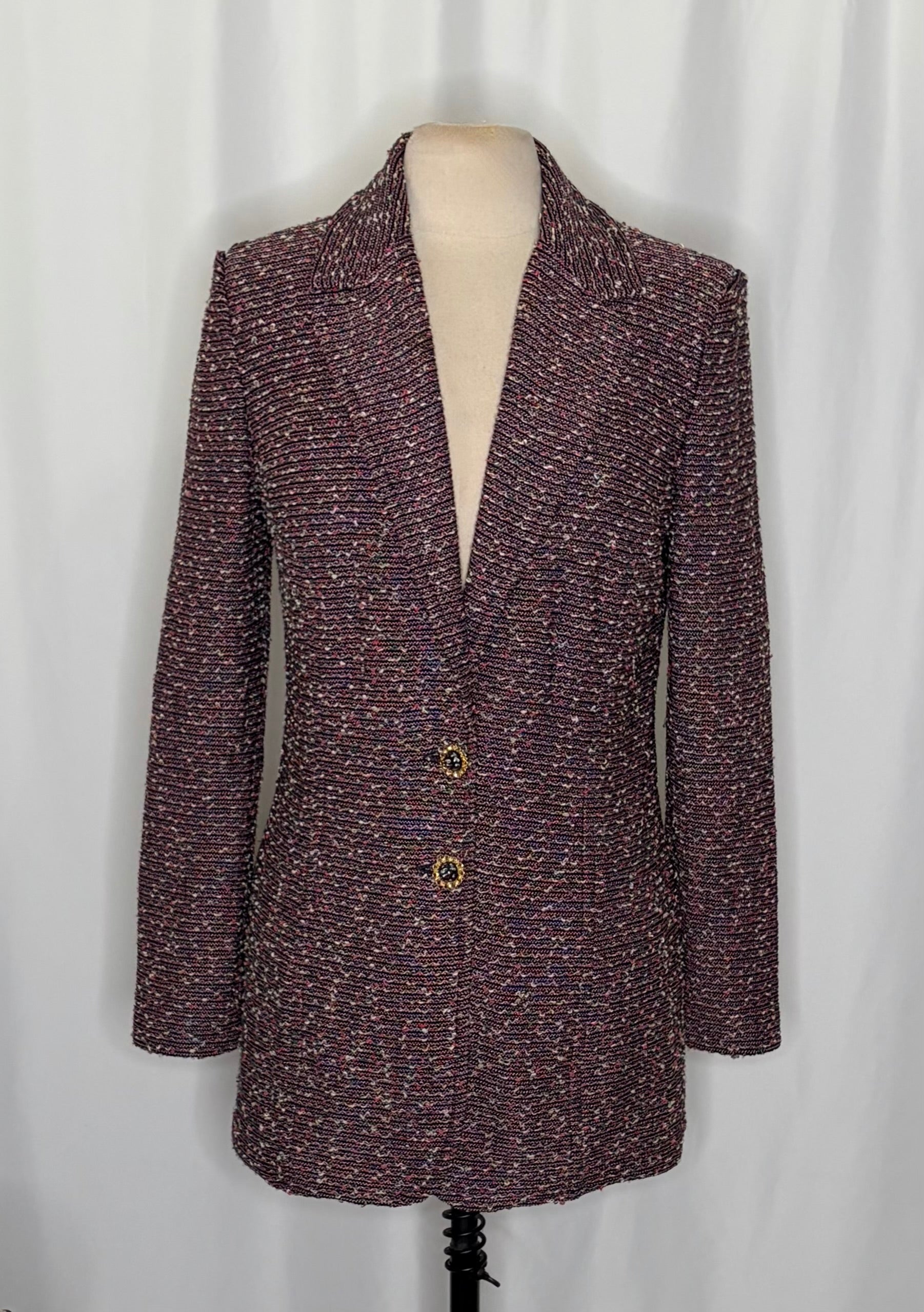 ST. JOHN Collection Textured Knit Blazer Jacket Nubby Knitwear Office Size 12
