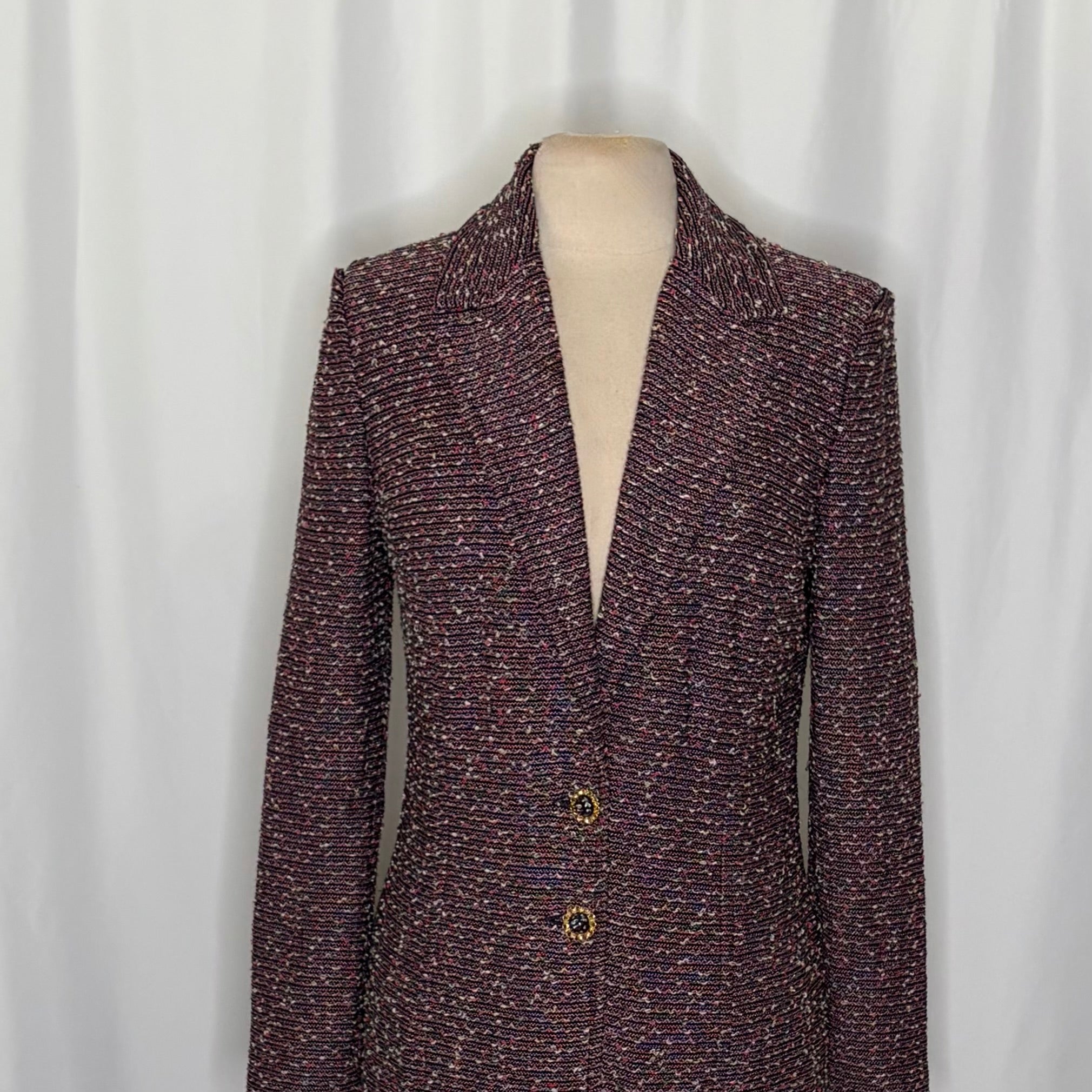 ST. JOHN Collection Textured Knit Blazer Jacket Nubby Knitwear Office Size 12