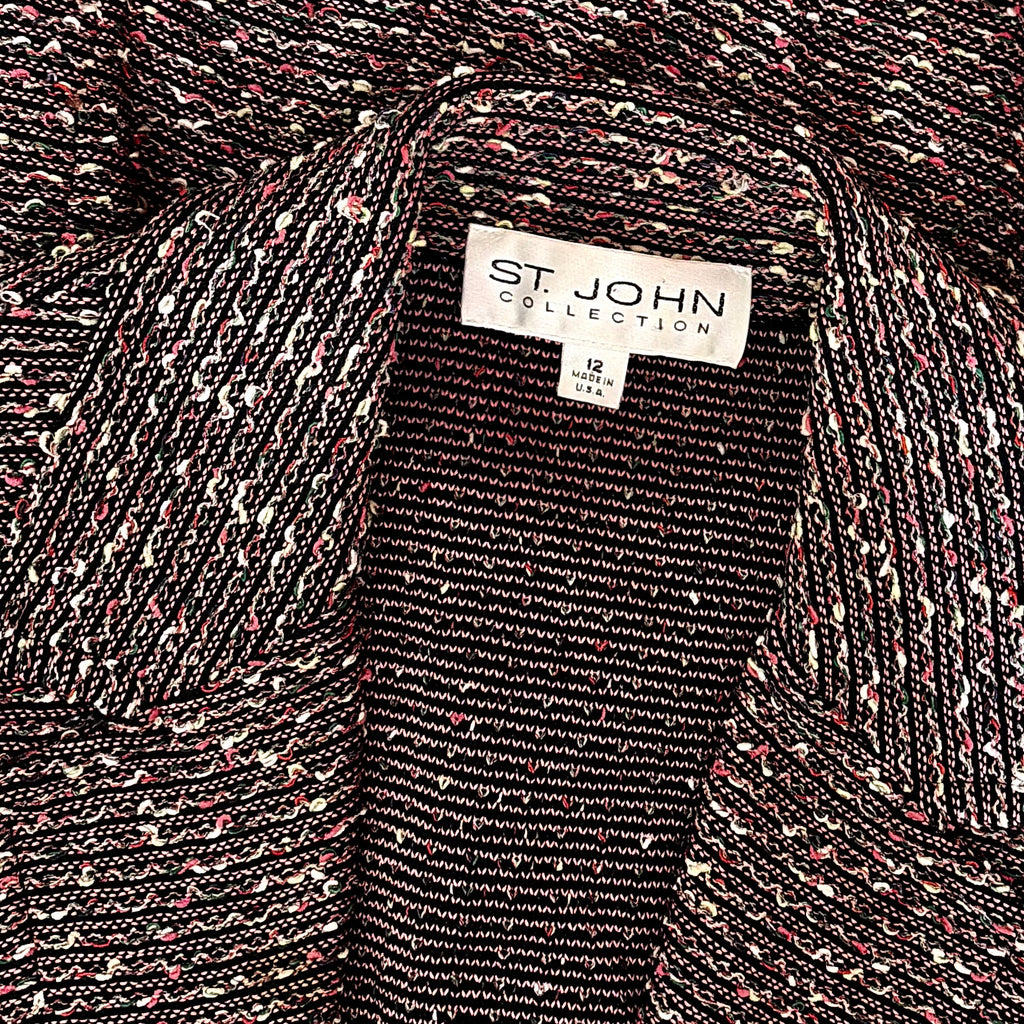 ST. JOHN Collection Textured Knit Blazer Jacket Nubby Knitwear Office Size 12