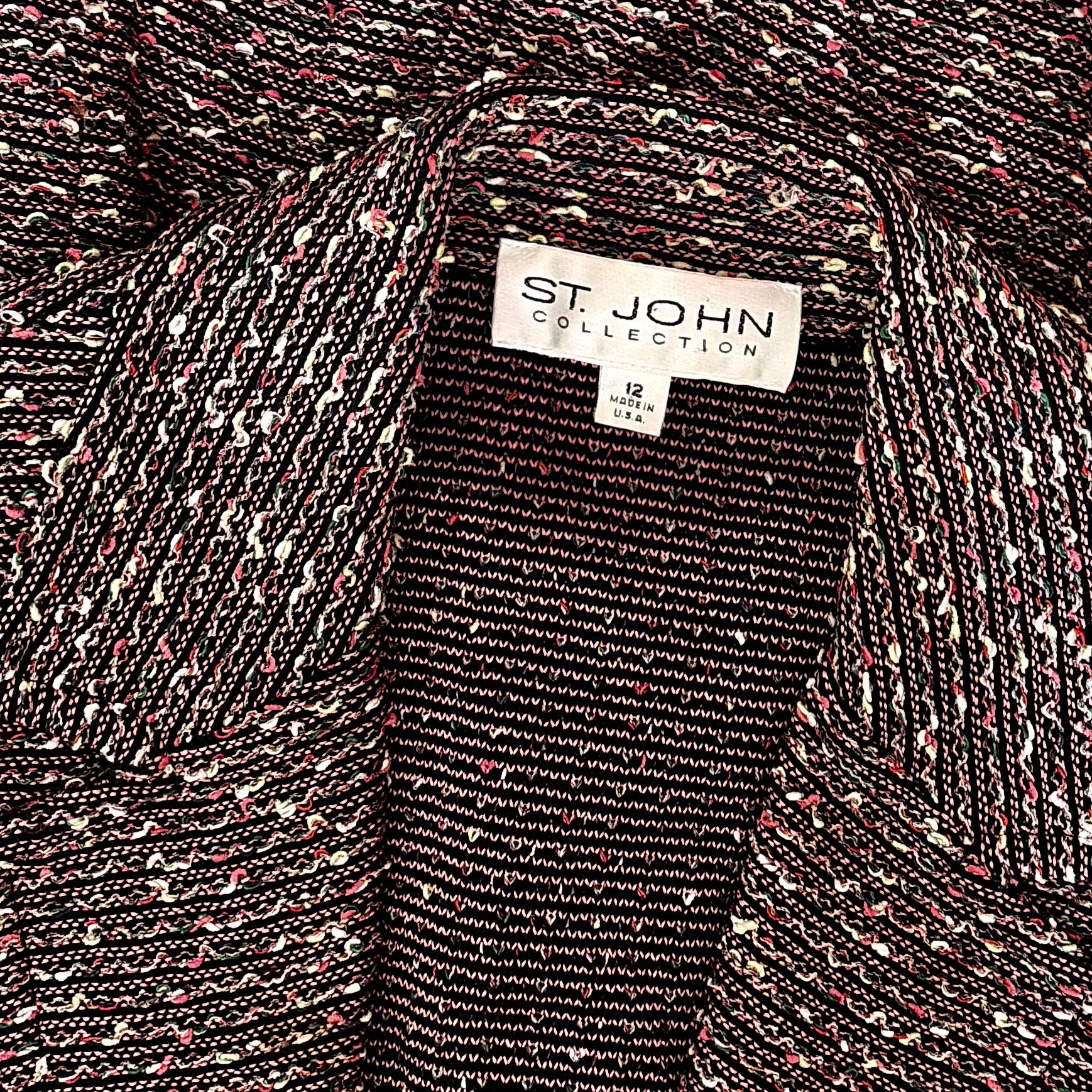ST. JOHN Collection Textured Knit Blazer Jacket Nubby Knitwear Office Size 12