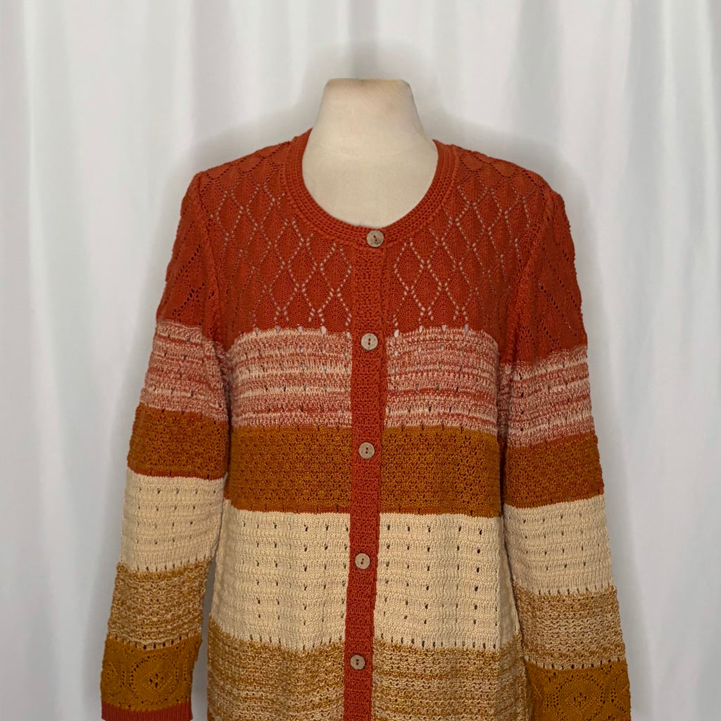 GUDRUN SJODEN Chloe Long Cardigan Sweater Ombre Buttons Henna 24 Knitwear Medium