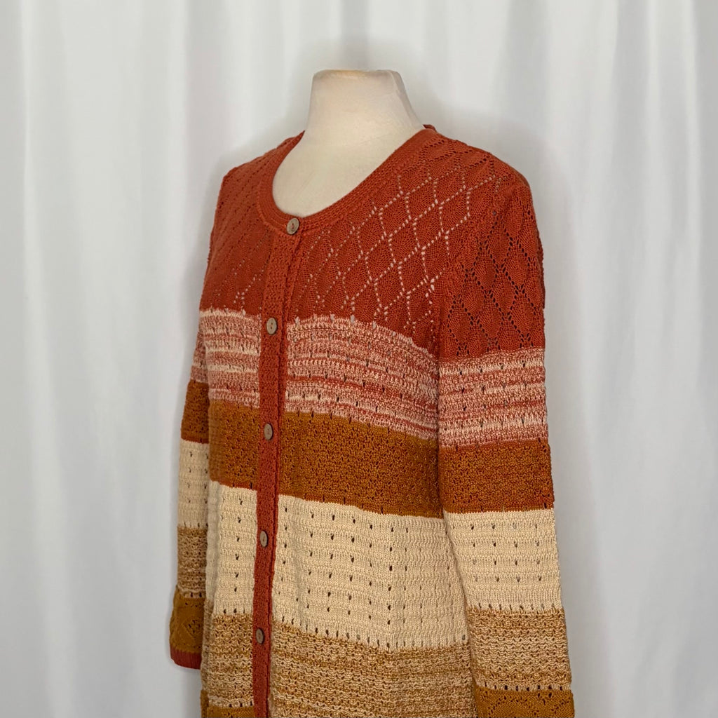 GUDRUN SJODEN Chloe Long Cardigan Sweater Ombre Buttons Henna 24 Knitwear Medium