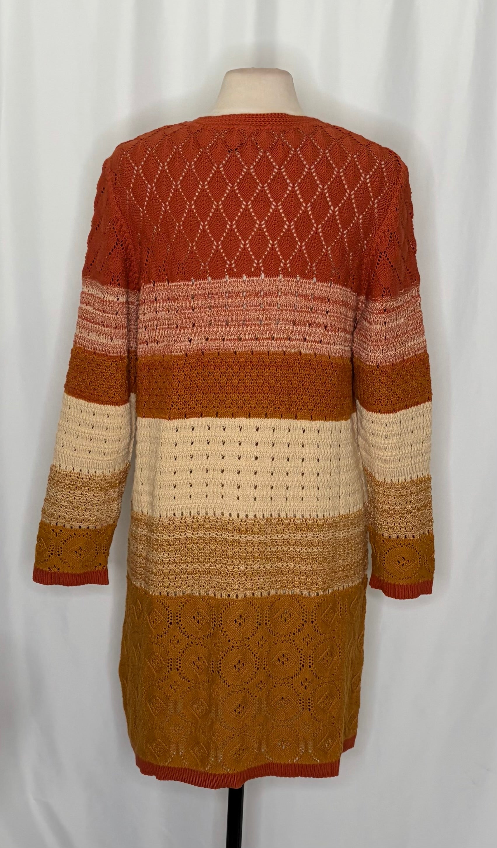 GUDRUN SJODEN Chloe Long Cardigan Sweater Ombre Buttons Henna 24 Knitwear Medium