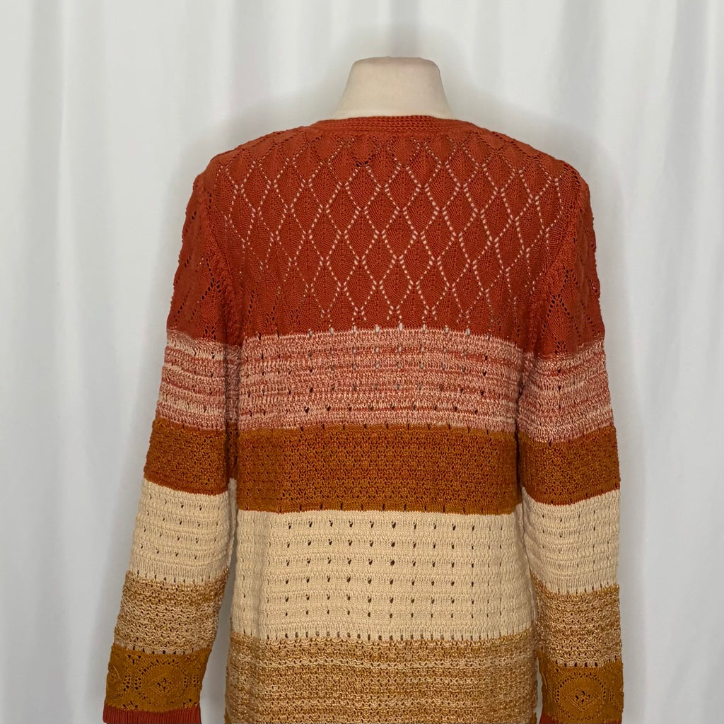 GUDRUN SJODEN Chloe Long Cardigan Sweater Ombre Buttons Henna 24 Knitwear Medium