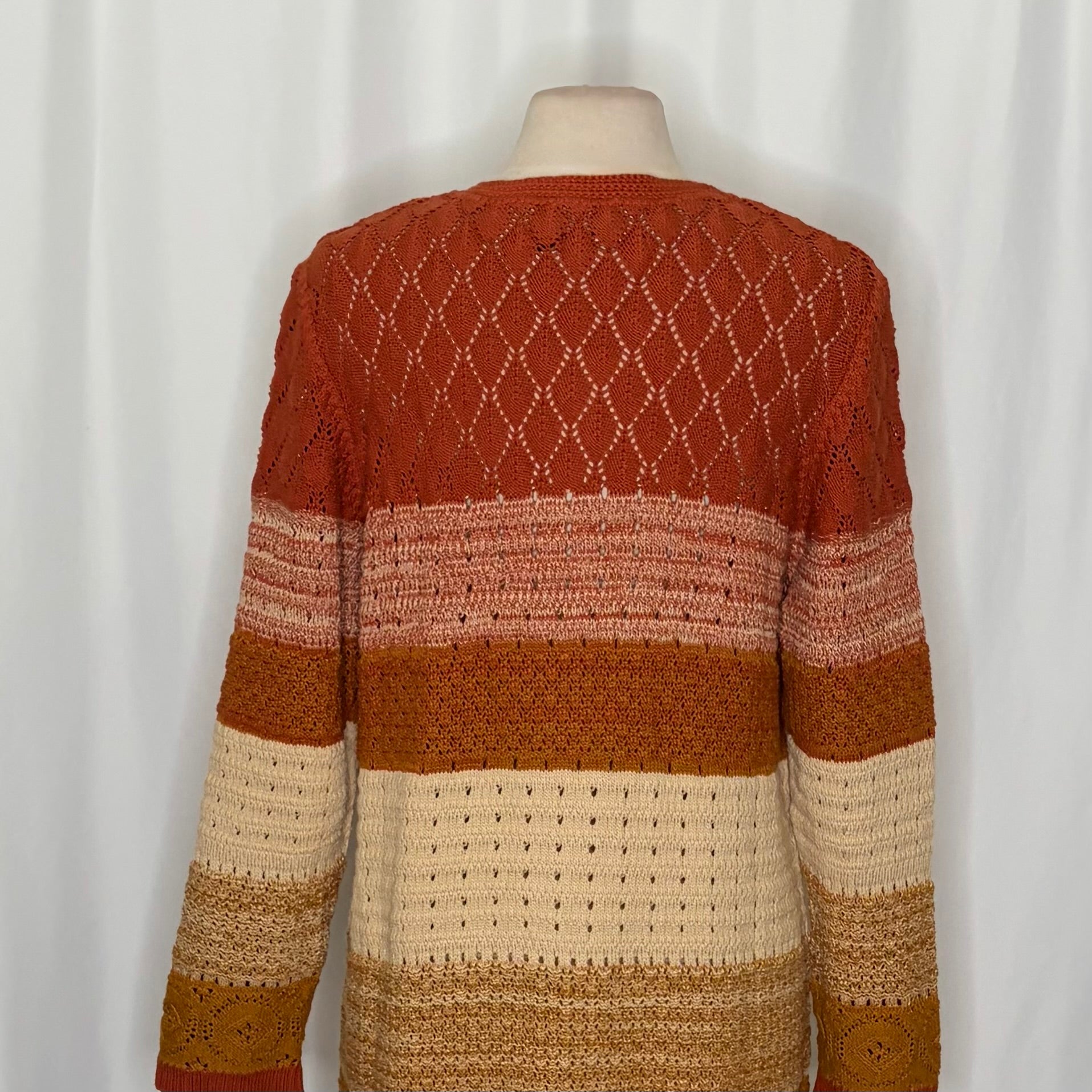 GUDRUN SJODEN Chloe Long Cardigan Sweater Ombre Buttons Henna 24 Knitwear Medium