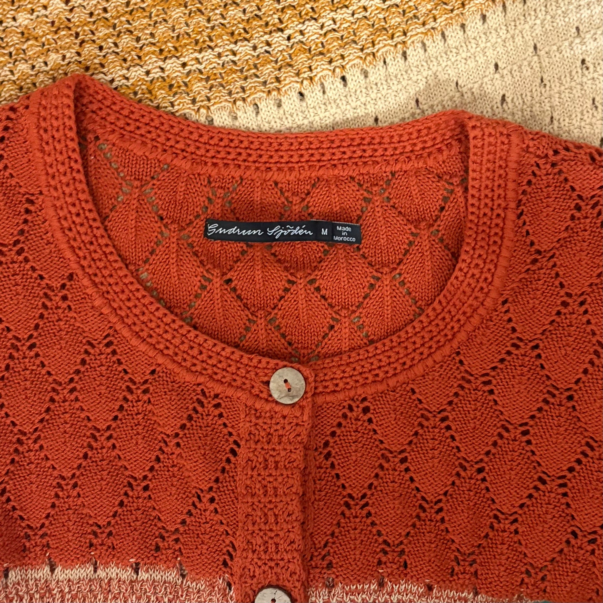 GUDRUN SJODEN Chloe Long Cardigan Sweater Ombre Buttons Henna 24 Knitwear Medium