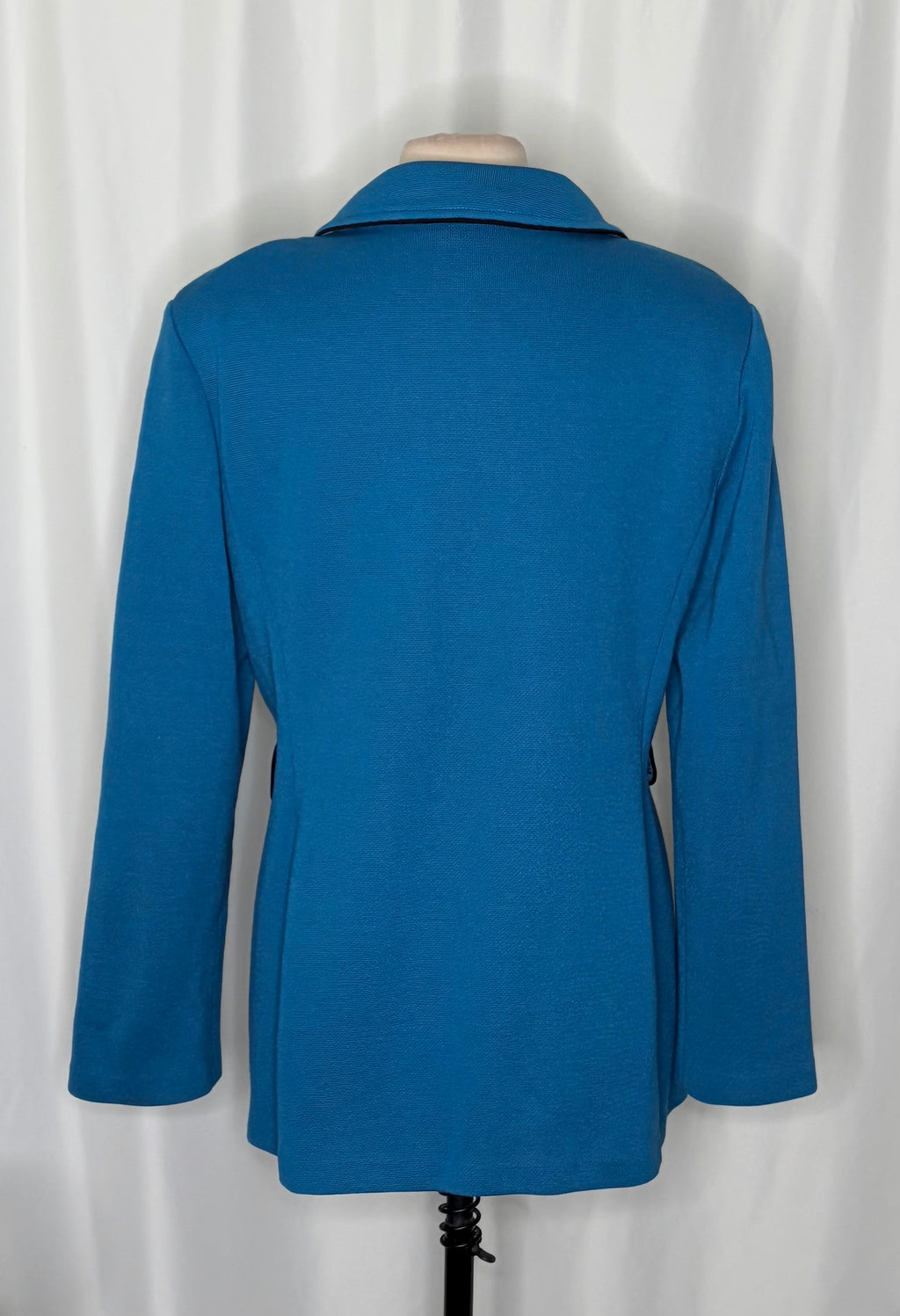 ST. JOHN Knit Blazer Jacket Blue Double Breasted Knit Knitwear Solid Size 14