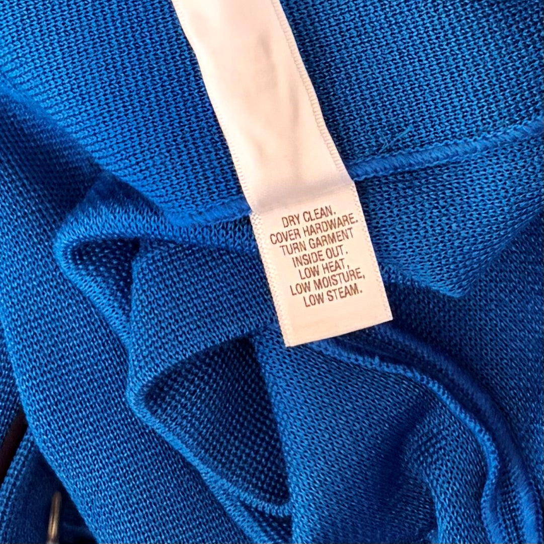 ST. JOHN Knit Blazer Jacket Blue Double Breasted Knit Knitwear Solid Size 14