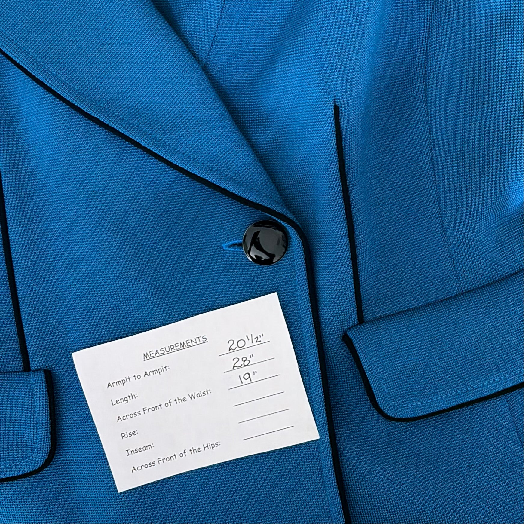 ST. JOHN Knit Blazer Jacket Blue Double Breasted Knit Knitwear Solid Size 14