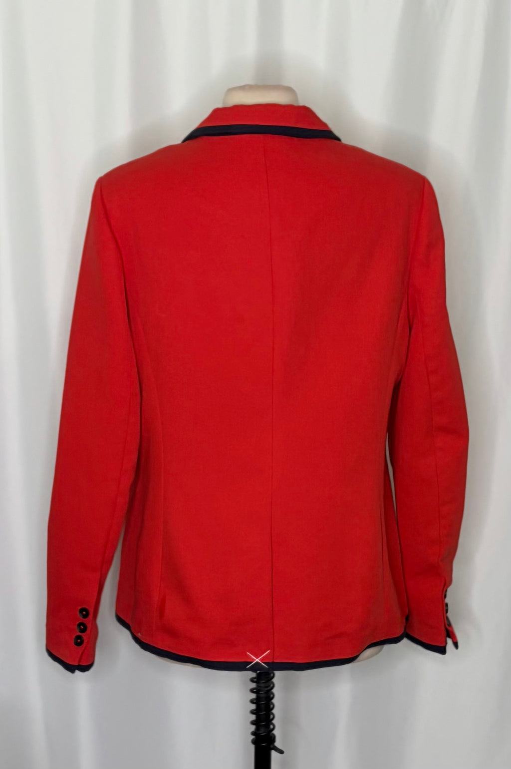 BODEN Picardy Blazer Red Tailored Jacket Polka Dot Lined Navy Blue White US 14
