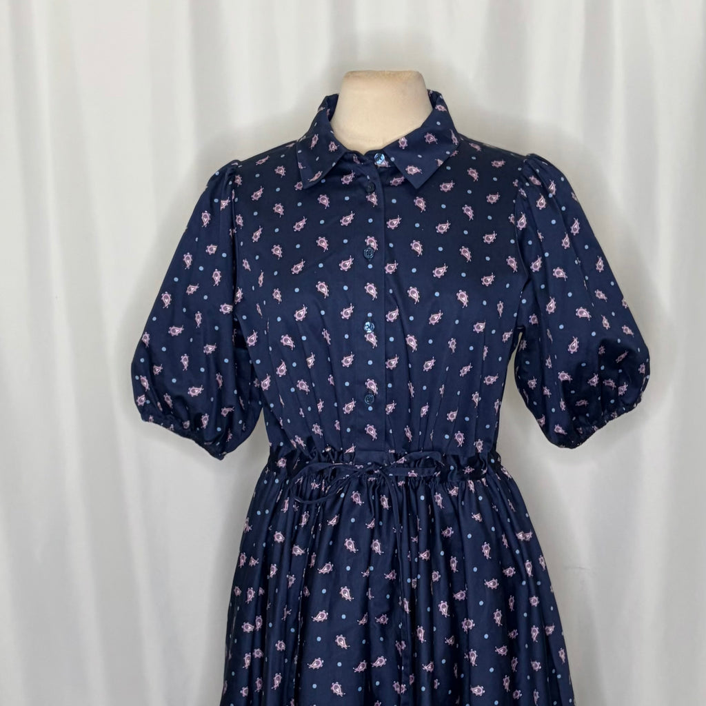 KATE SPADE New York Paisley Foulard Millie Dress Blue Purple Print Pockets Large