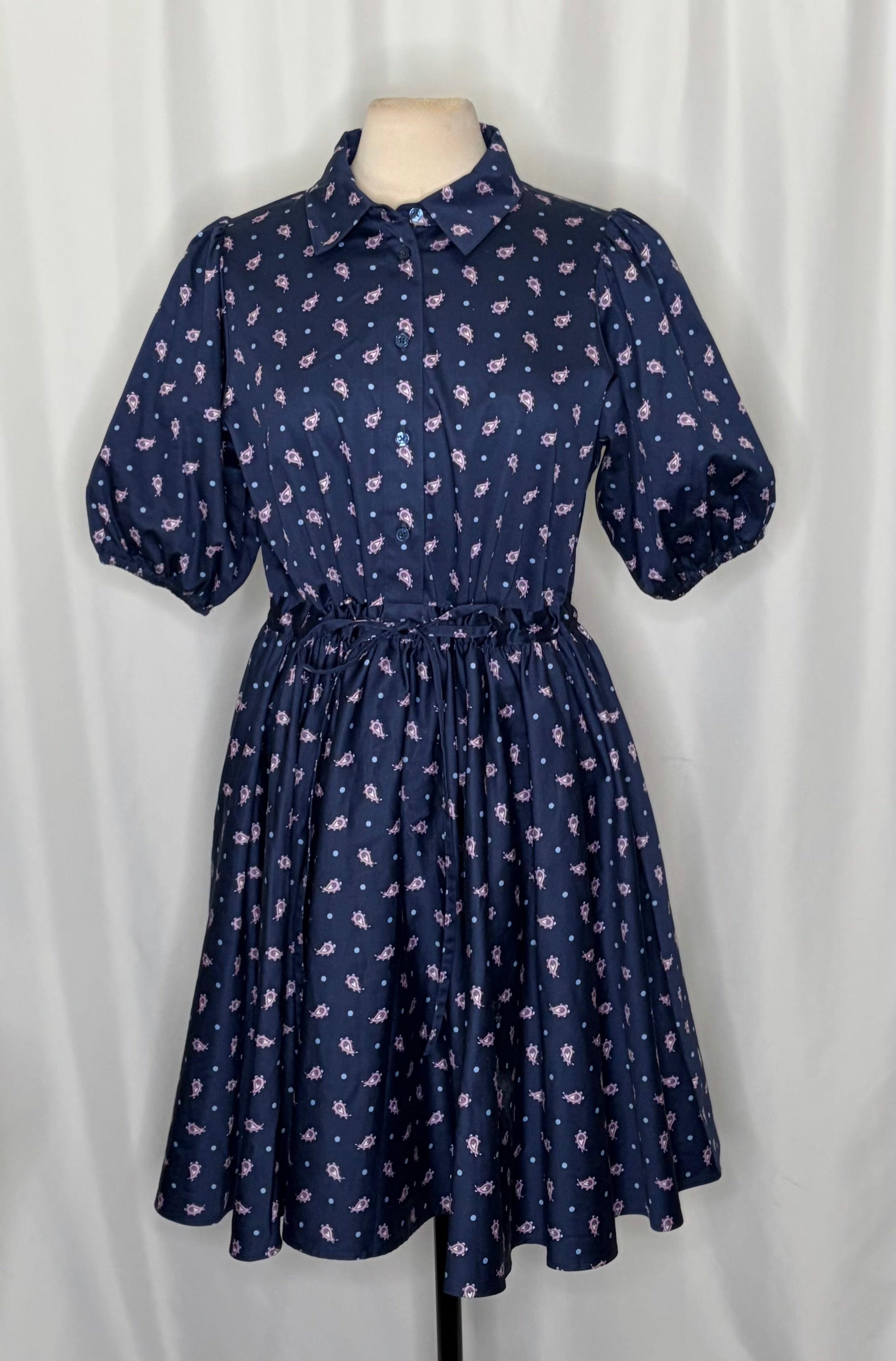 KATE SPADE New York Paisley Foulard Millie Dress Blue Purple Print Pockets Large