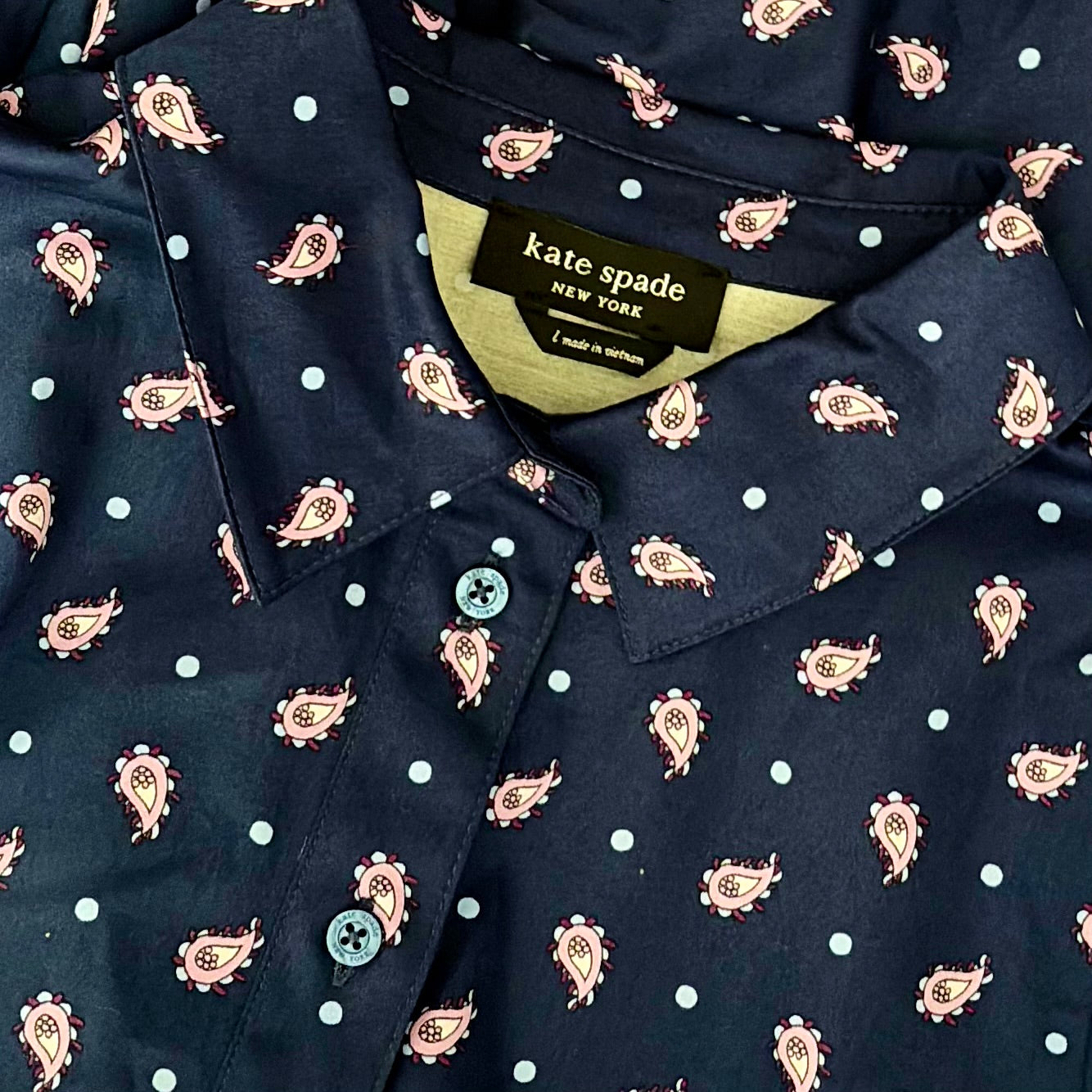 KATE SPADE New York Paisley Foulard Millie Dress Blue Purple Print Pockets Large