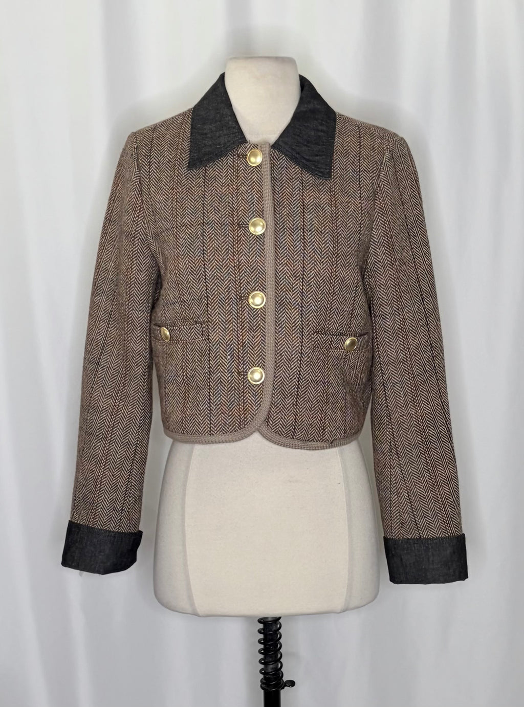 Anthropologie MAEVE Wool Blend Shrunken Heritage Lady Jacket Blazer Cropped XS