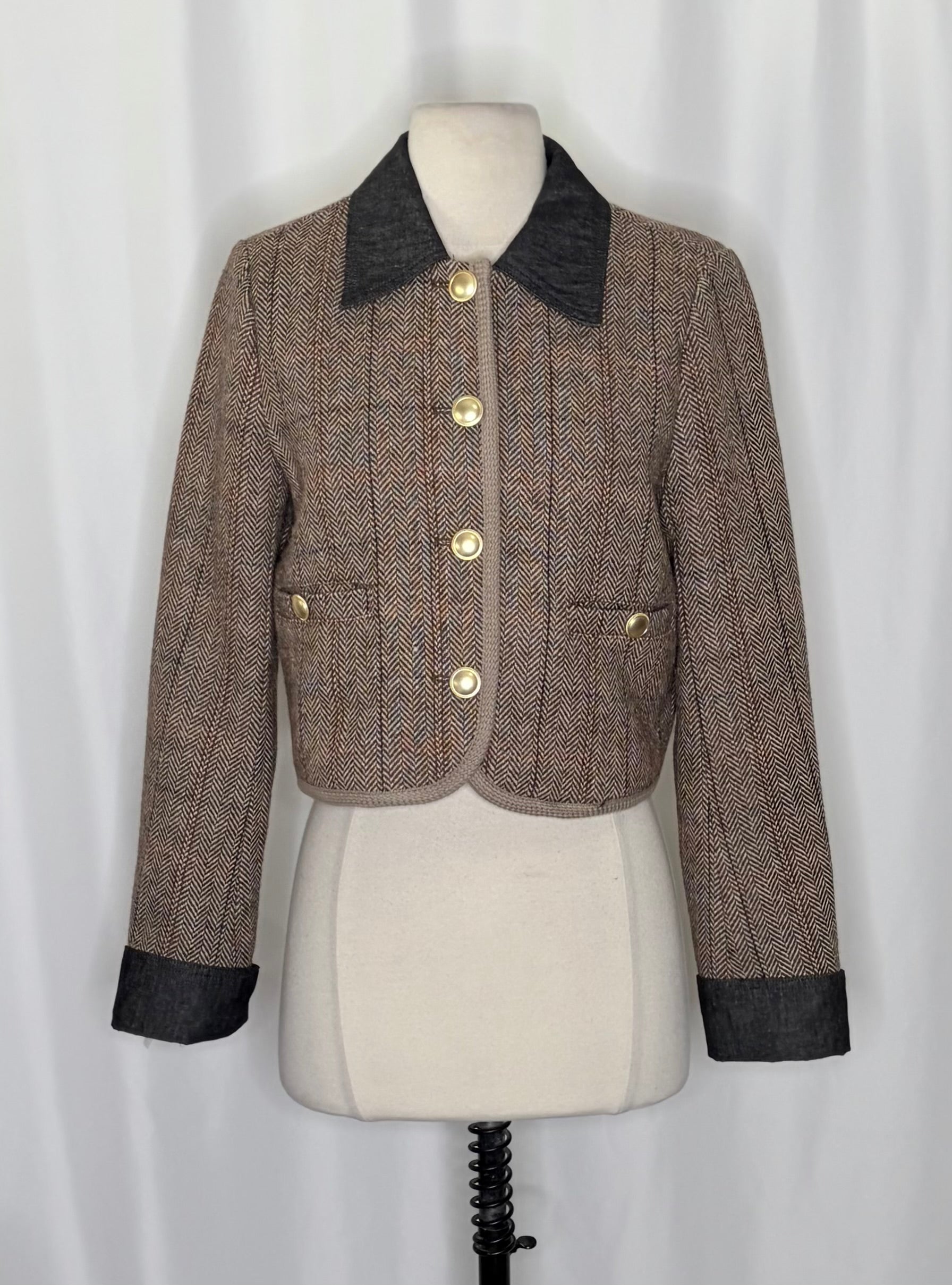 Anthropologie MAEVE Wool Blend Shrunken Heritage Lady Jacket Blazer Cropped XS