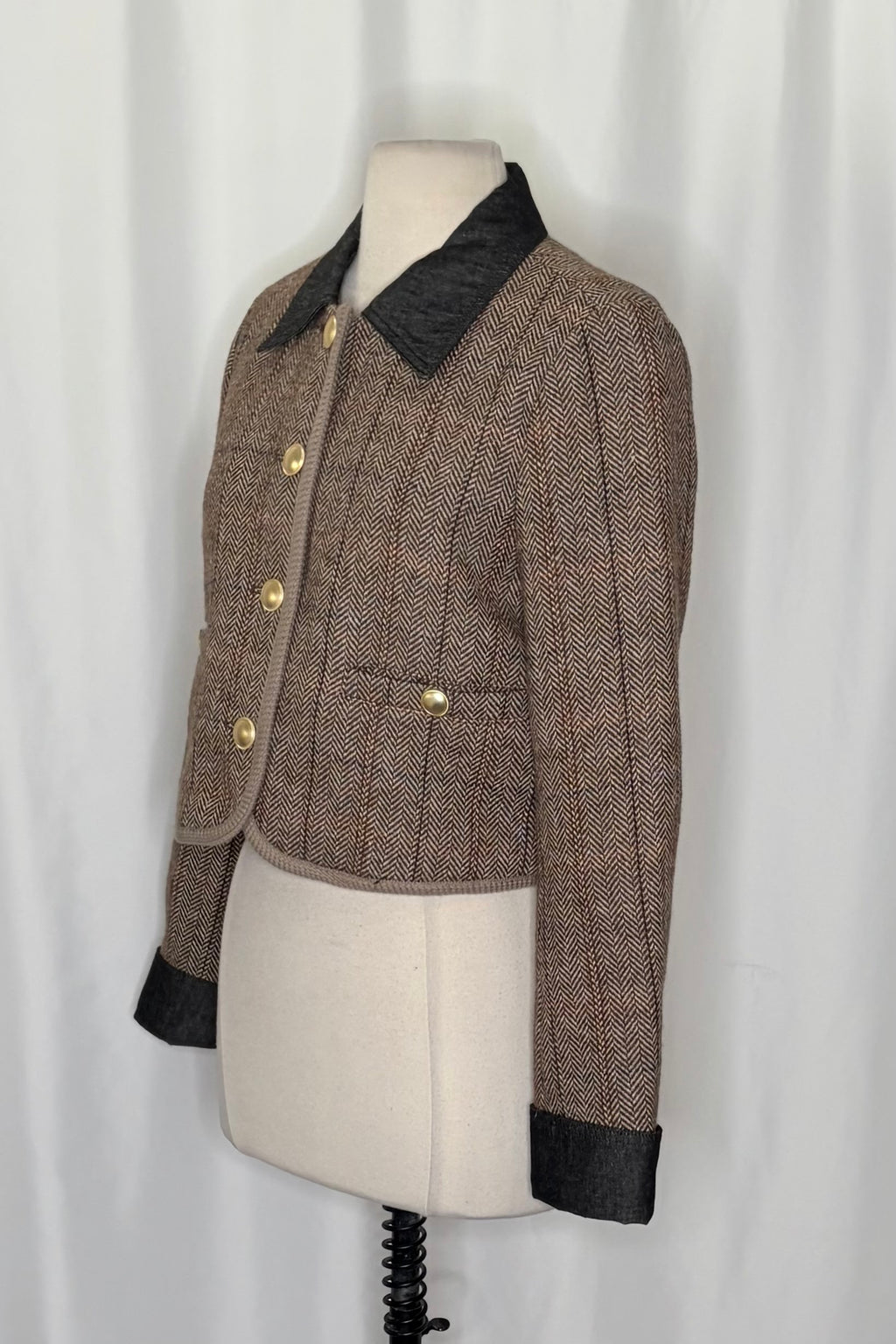 Anthropologie MAEVE Wool Blend Shrunken Heritage Lady Jacket Blazer Cropped XS