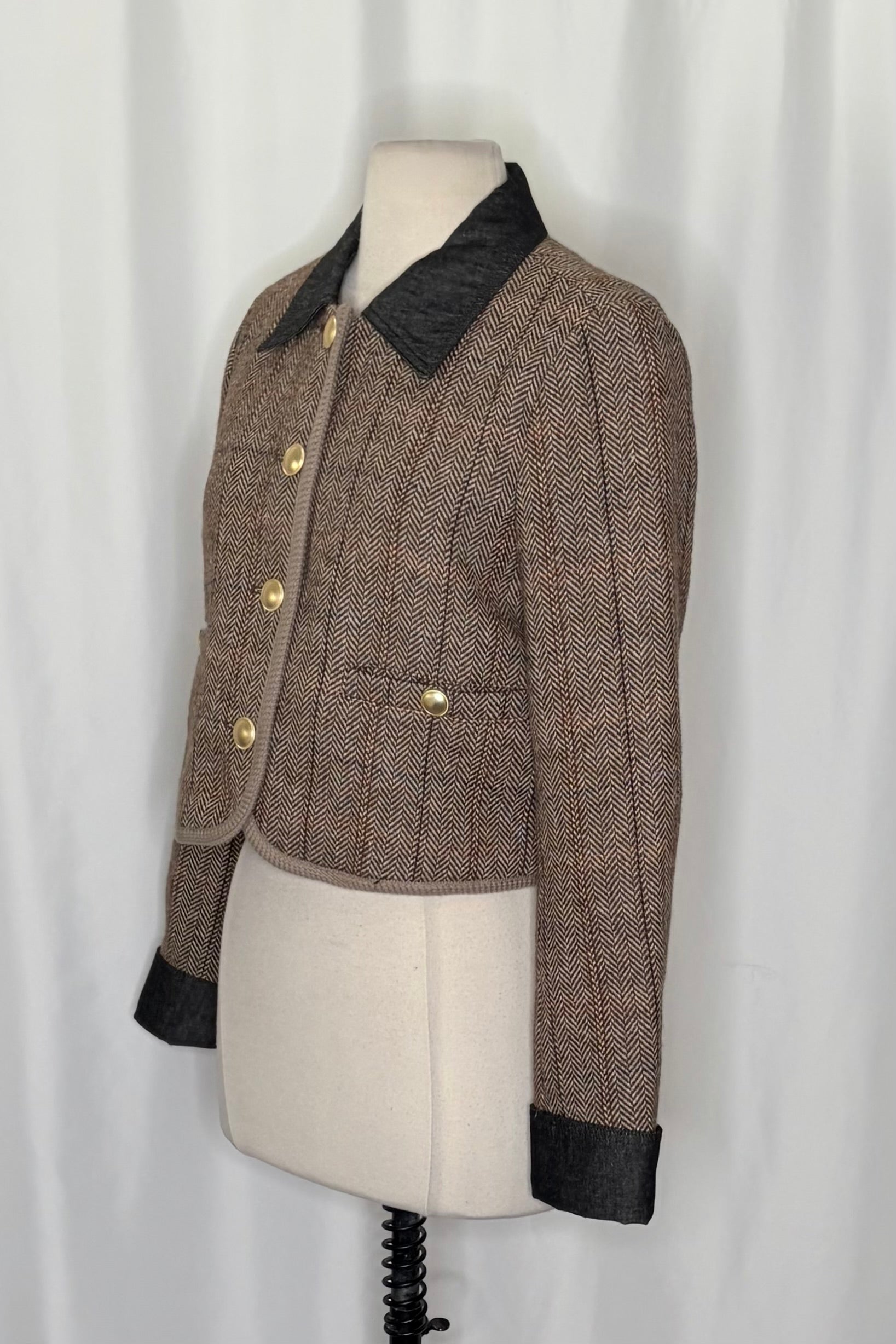Anthropologie MAEVE Wool Blend Shrunken Heritage Lady Jacket Blazer Cropped XS