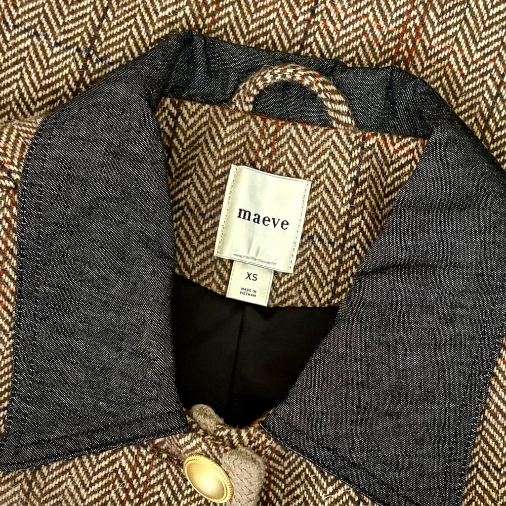 Anthropologie MAEVE Wool Blend Shrunken Heritage Lady Jacket Blazer Cropped XS