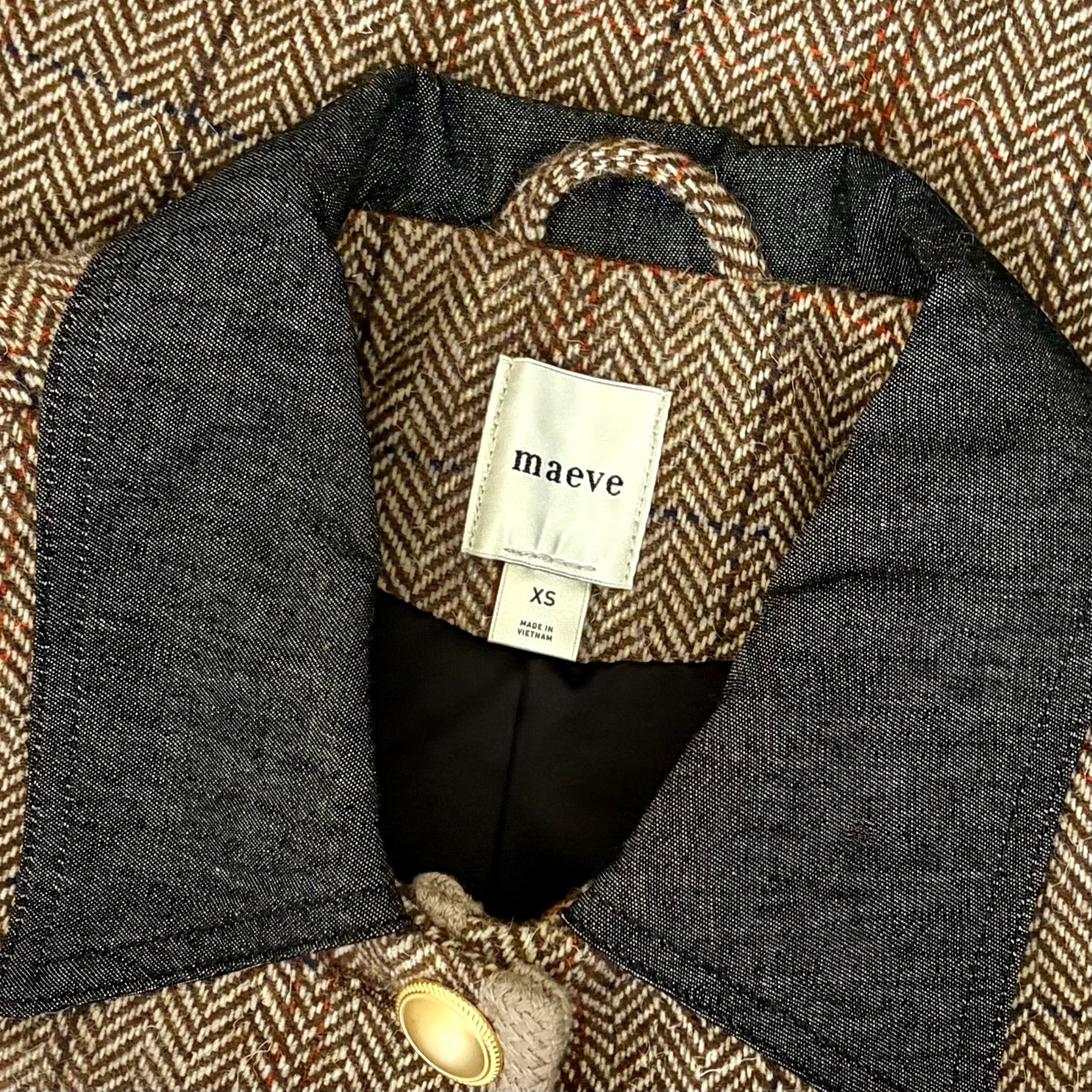 Anthropologie MAEVE Wool Blend Shrunken Heritage Lady Jacket Blazer Cropped XS