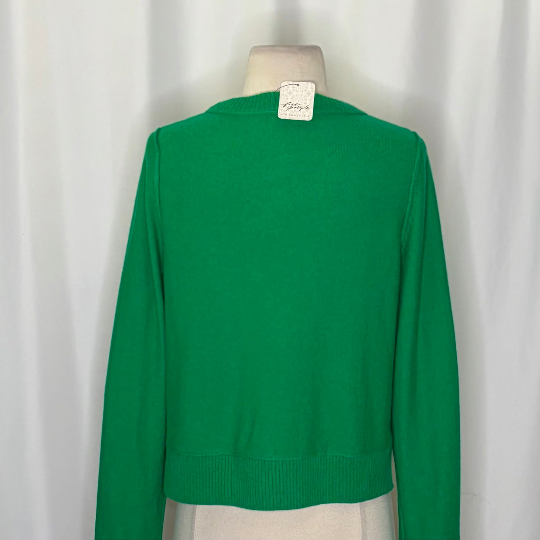 NWT FREE PEOPLE Nocturnal Wool Cashmere Cardigan Jade Green Solid Sweater Medium