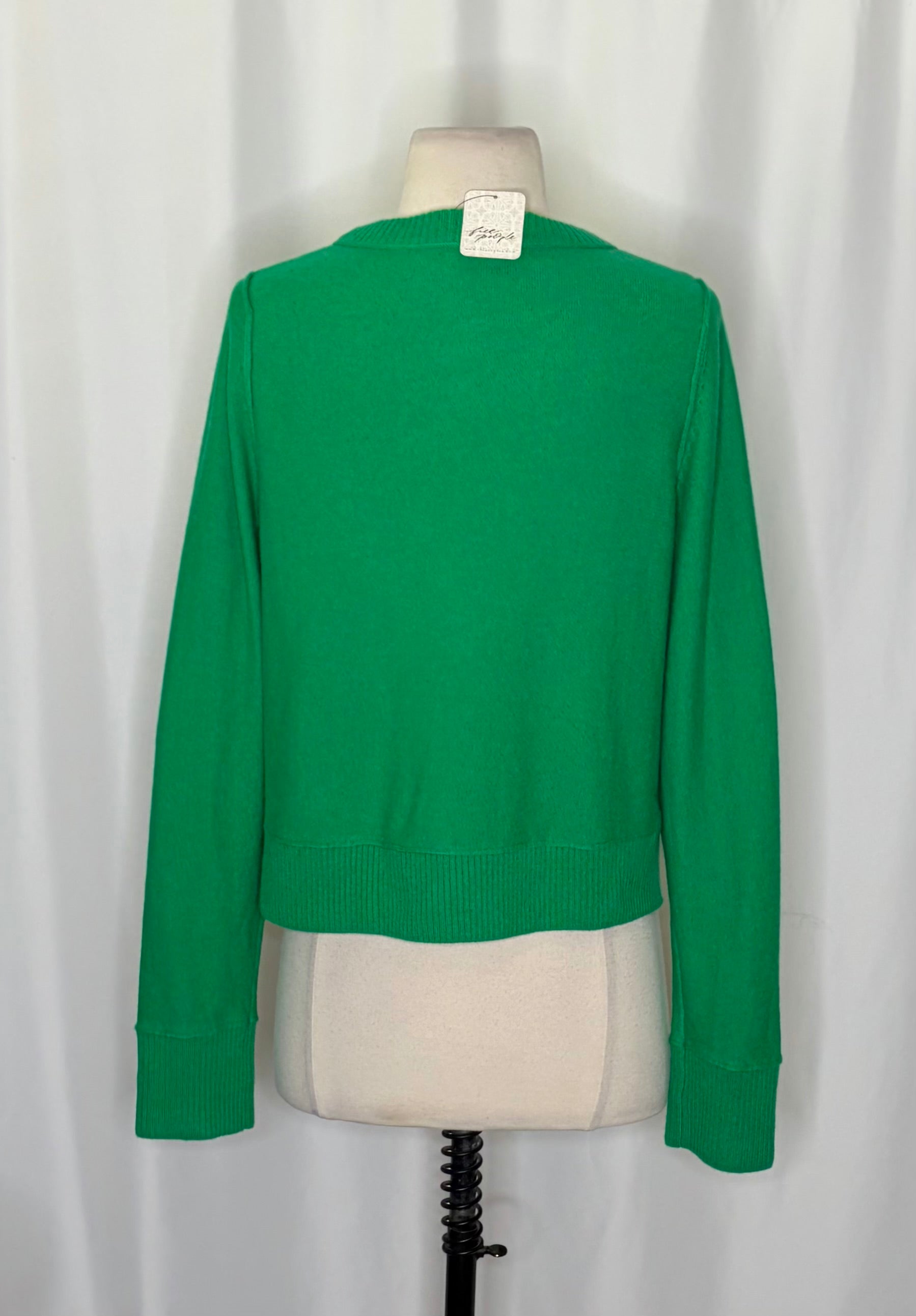 NWT FREE PEOPLE Nocturnal Wool Cashmere Cardigan Jade Green Solid Sweater Medium