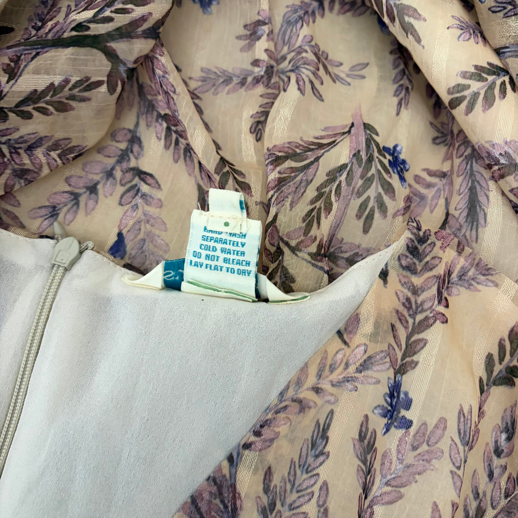 SUNDANCE Lilac Springs Floral Asymmetrical Ruffle Midi Dress Romantic Medium
