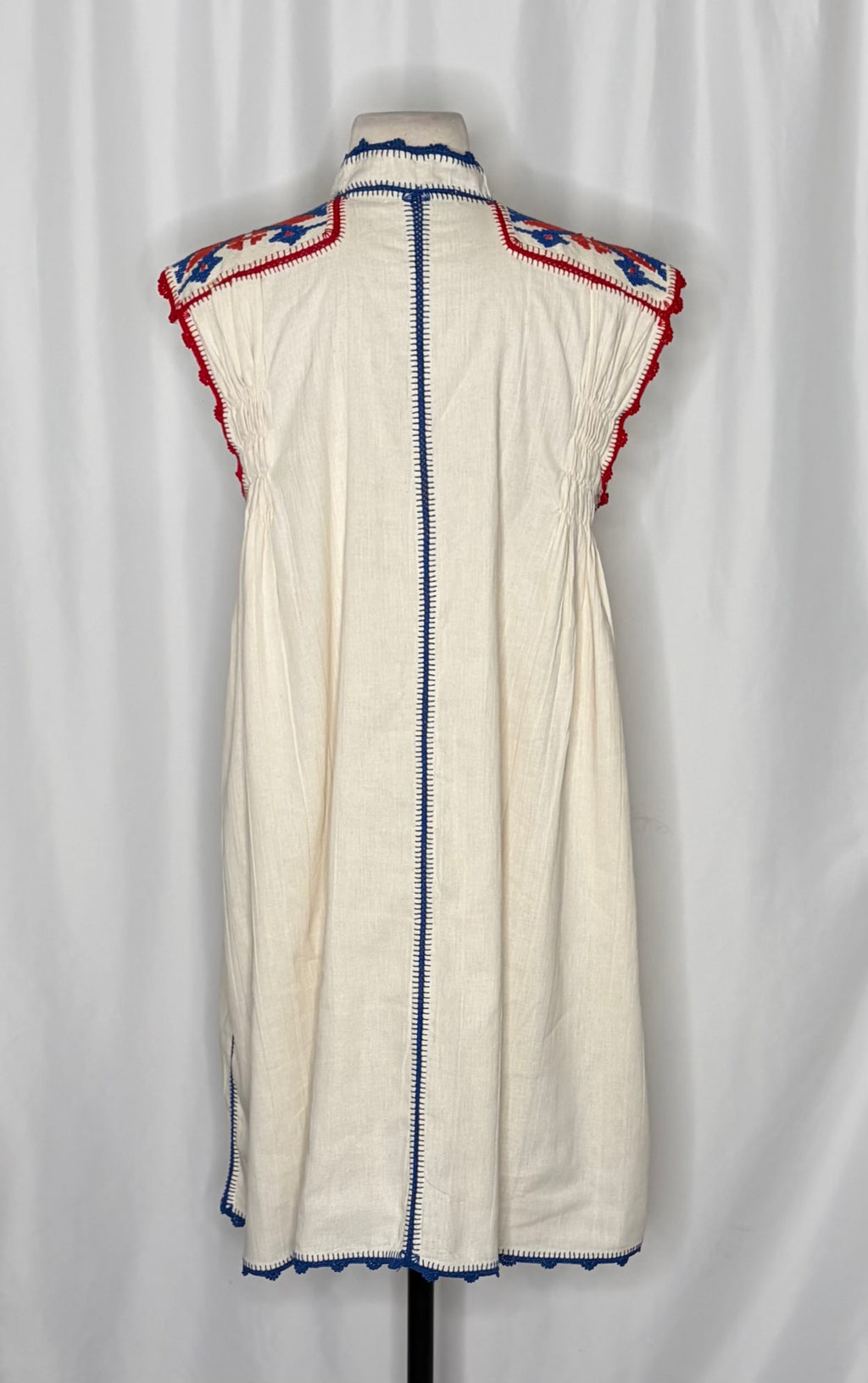 CAROLINA K Oaxaca Embroidered Crochet Tassel Mini Dress Bohemian Resort Medium