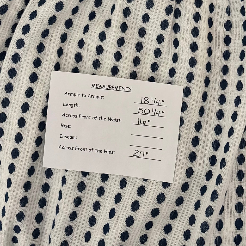 Anthropologie MARA HOFFMAN Patch Pocket Midi Dress Blue White Polka Dot Medium