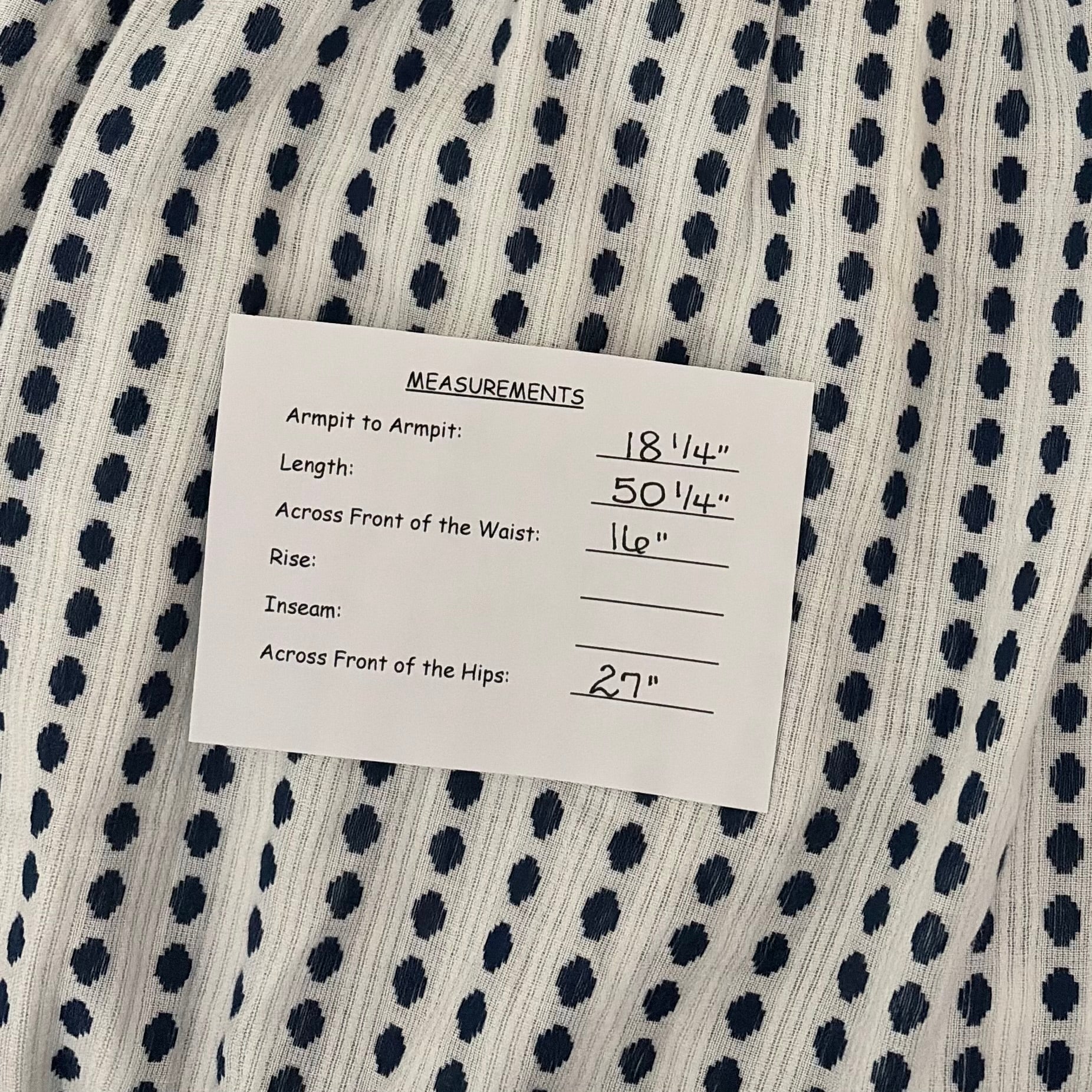 Anthropologie MARA HOFFMAN Patch Pocket Midi Dress Blue White Polka Dot Medium
