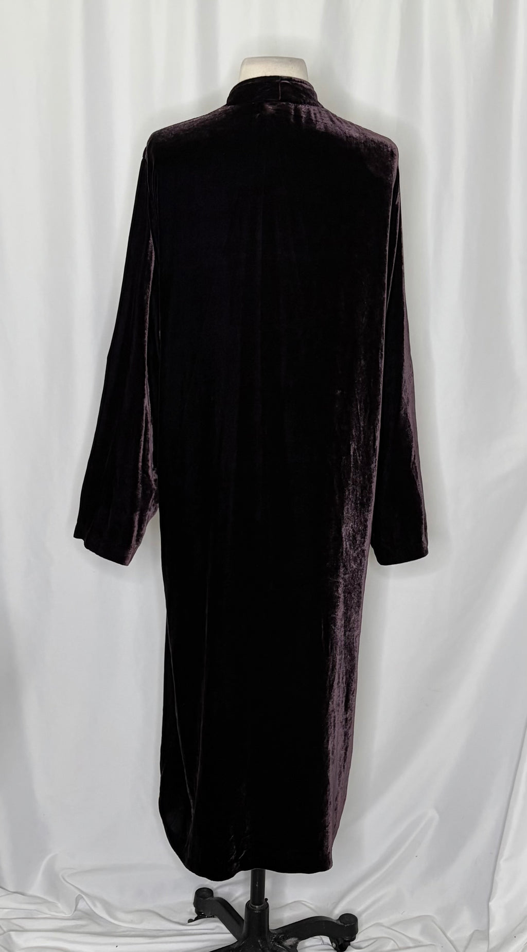 EILEEN FISHER Dark Purple Velvet Open Front Long Jacket Duster Cardigan Medium