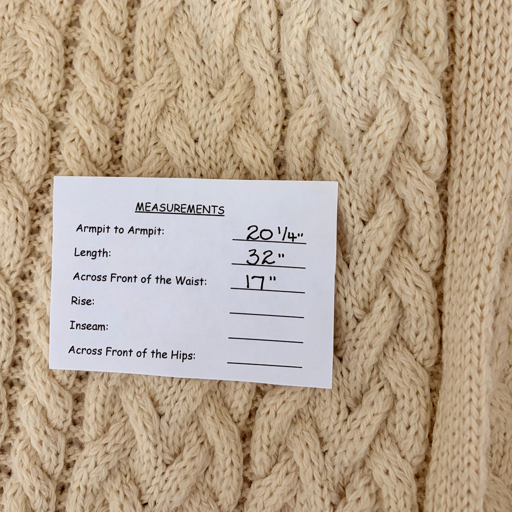 CARRAIG DONN CarraigDonn Irish Wool Cable Knit Long Cardigan Belted Cream Medium