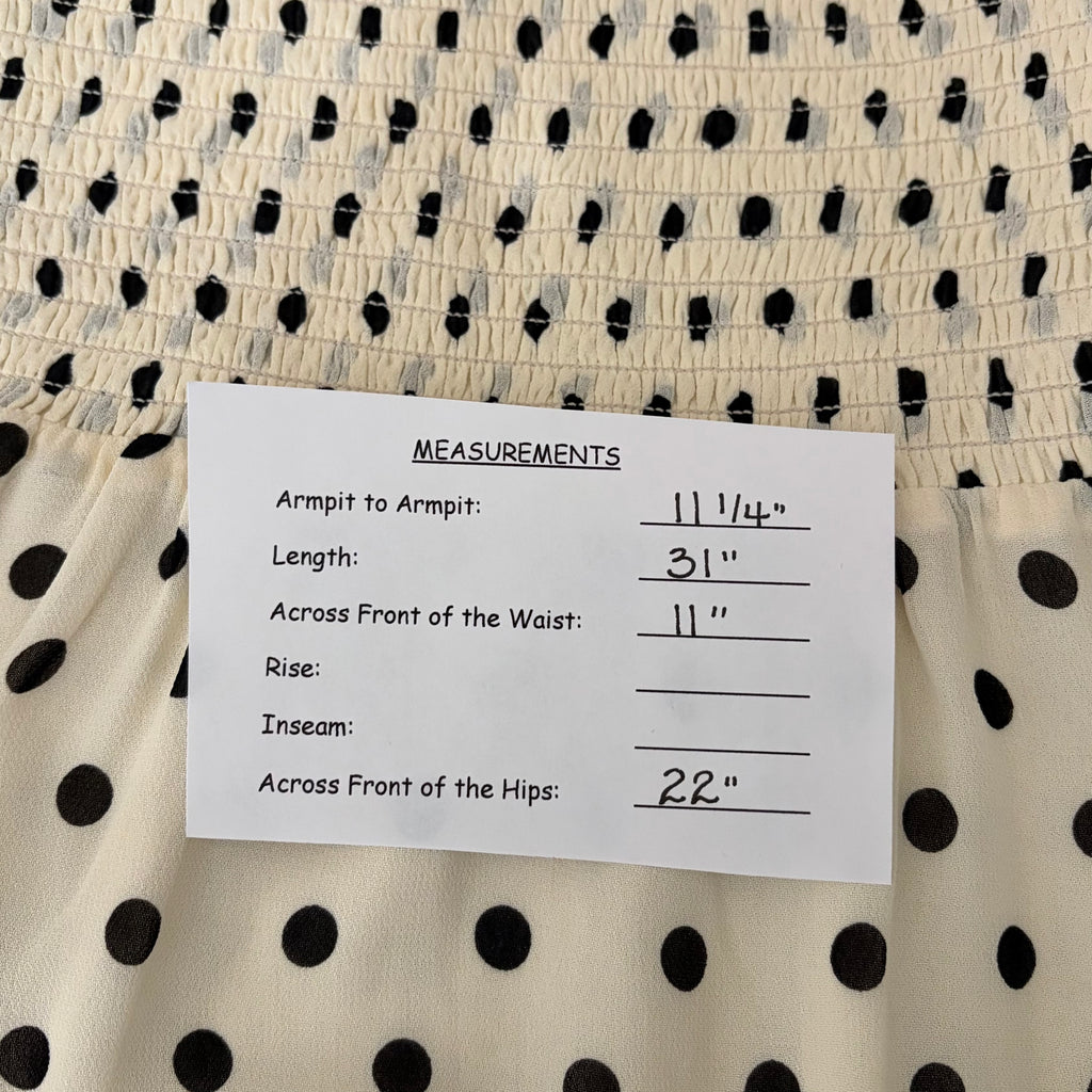 REFORMATION Zaria Dress Portofino Polka Dot Black White Smocked Mini Dress XS