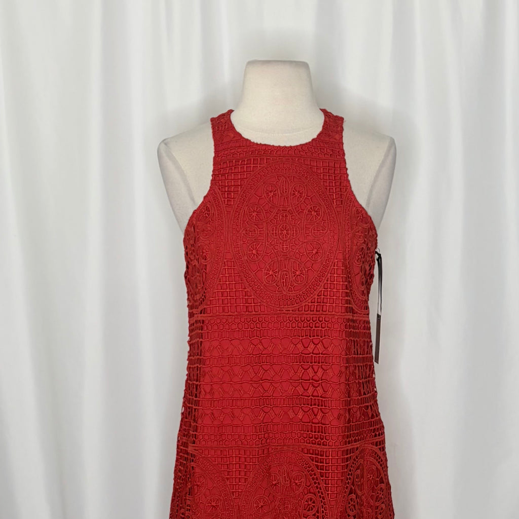 NWT LOVERS & FRIENDS Caspian Orange Lace Shift Mini Dress Halter Neck Small