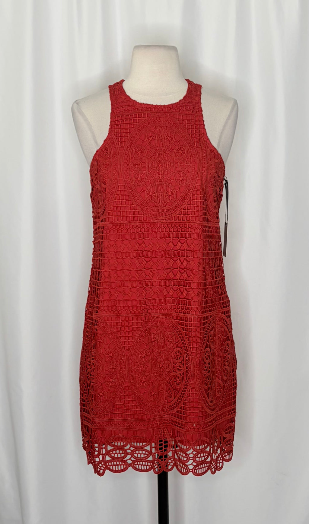 NWT LOVERS & FRIENDS Caspian Orange Lace Shift Mini Dress Halter Neck Small
