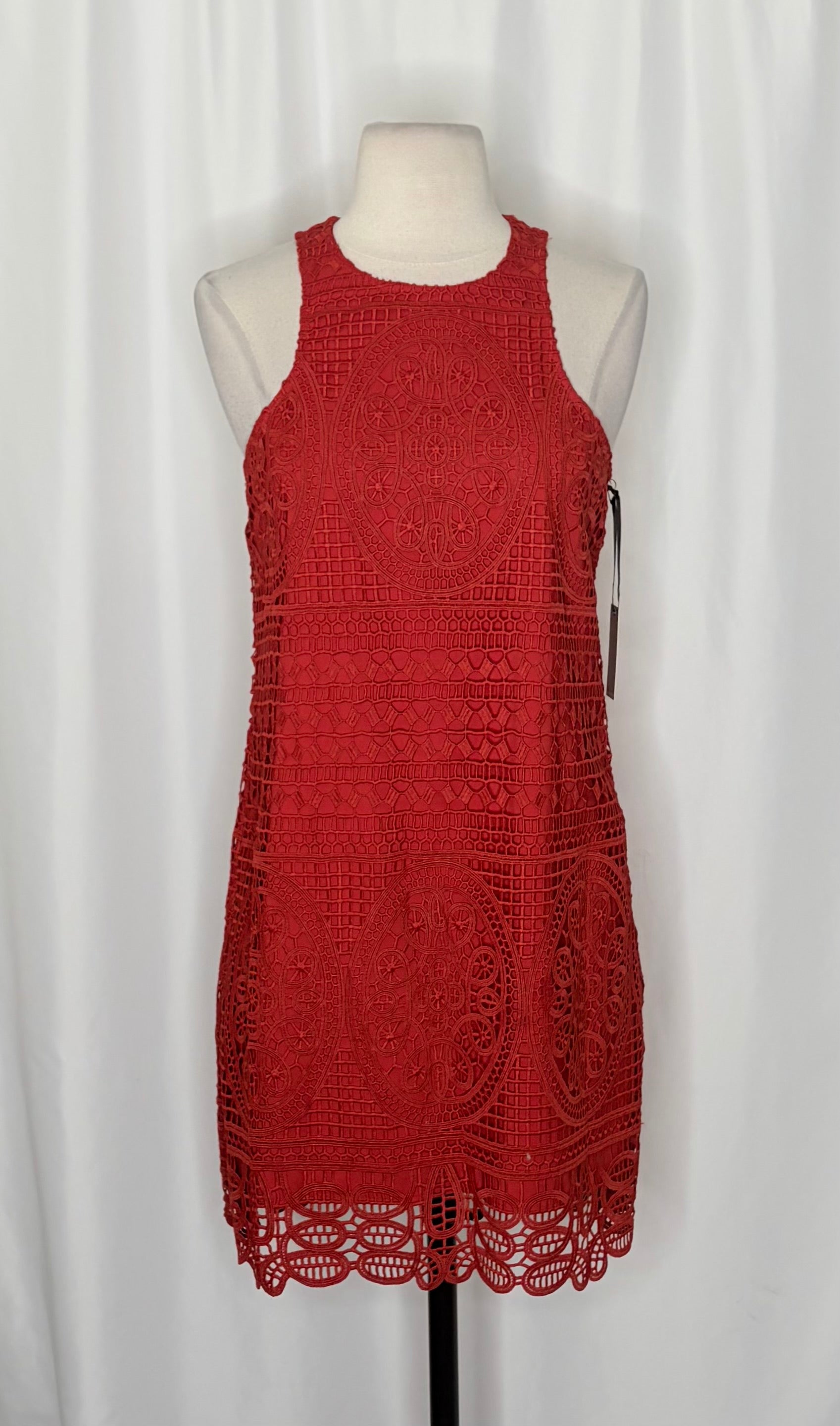 NWT LOVERS & FRIENDS Caspian Orange Lace Shift Mini Dress Halter Neck Small