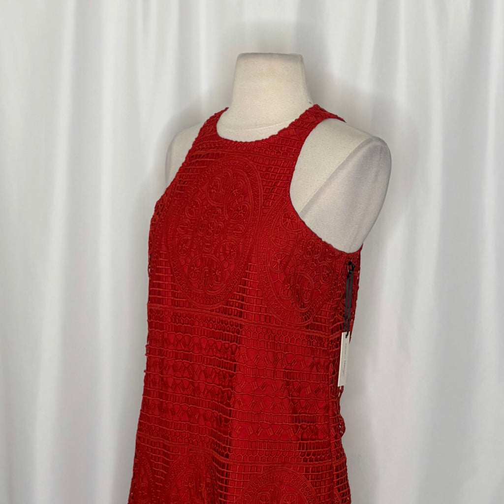 NWT LOVERS & FRIENDS Caspian Orange Lace Shift Mini Dress Halter Neck Small