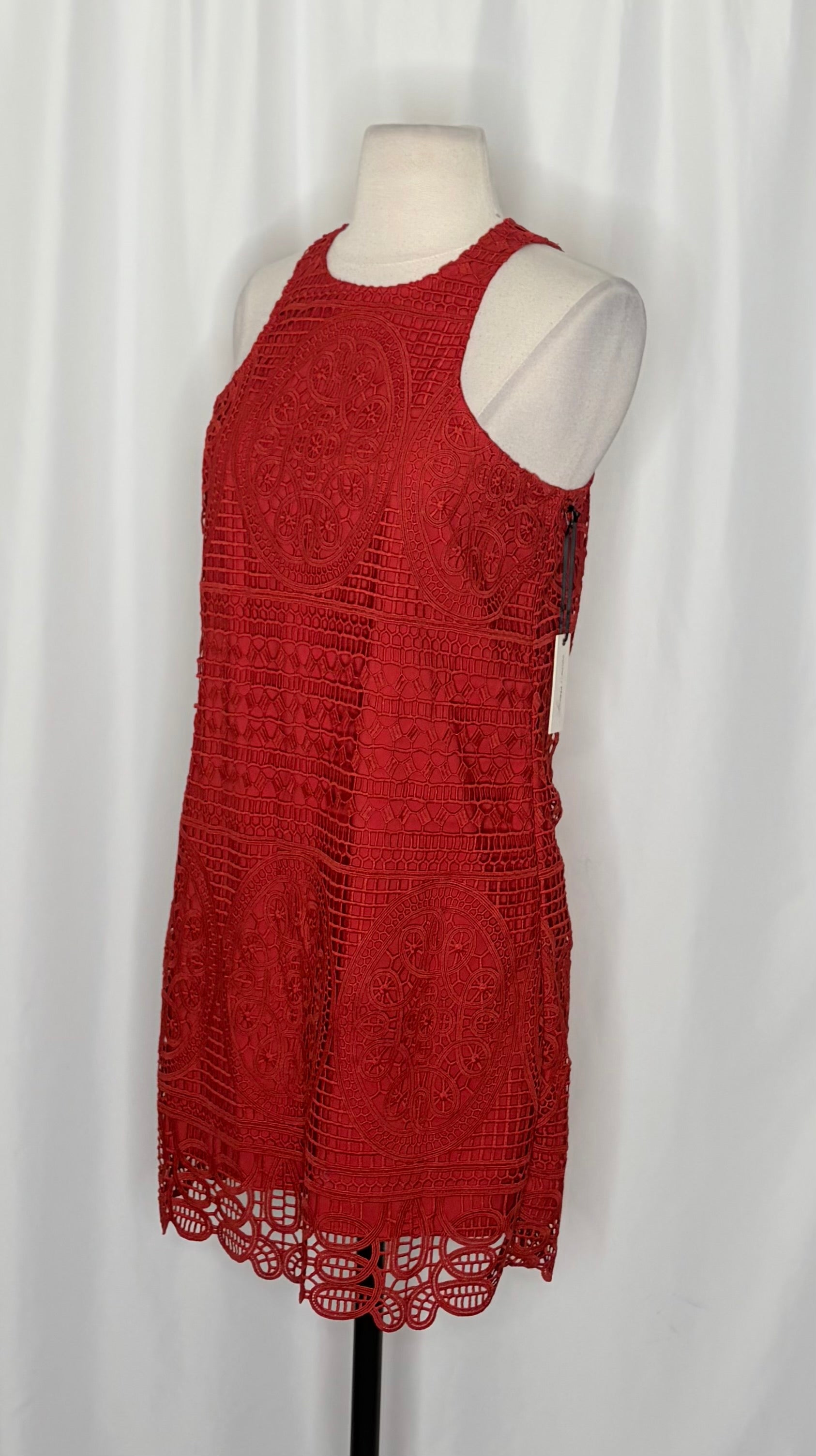 NWT LOVERS & FRIENDS Caspian Orange Lace Shift Mini Dress Halter Neck Small