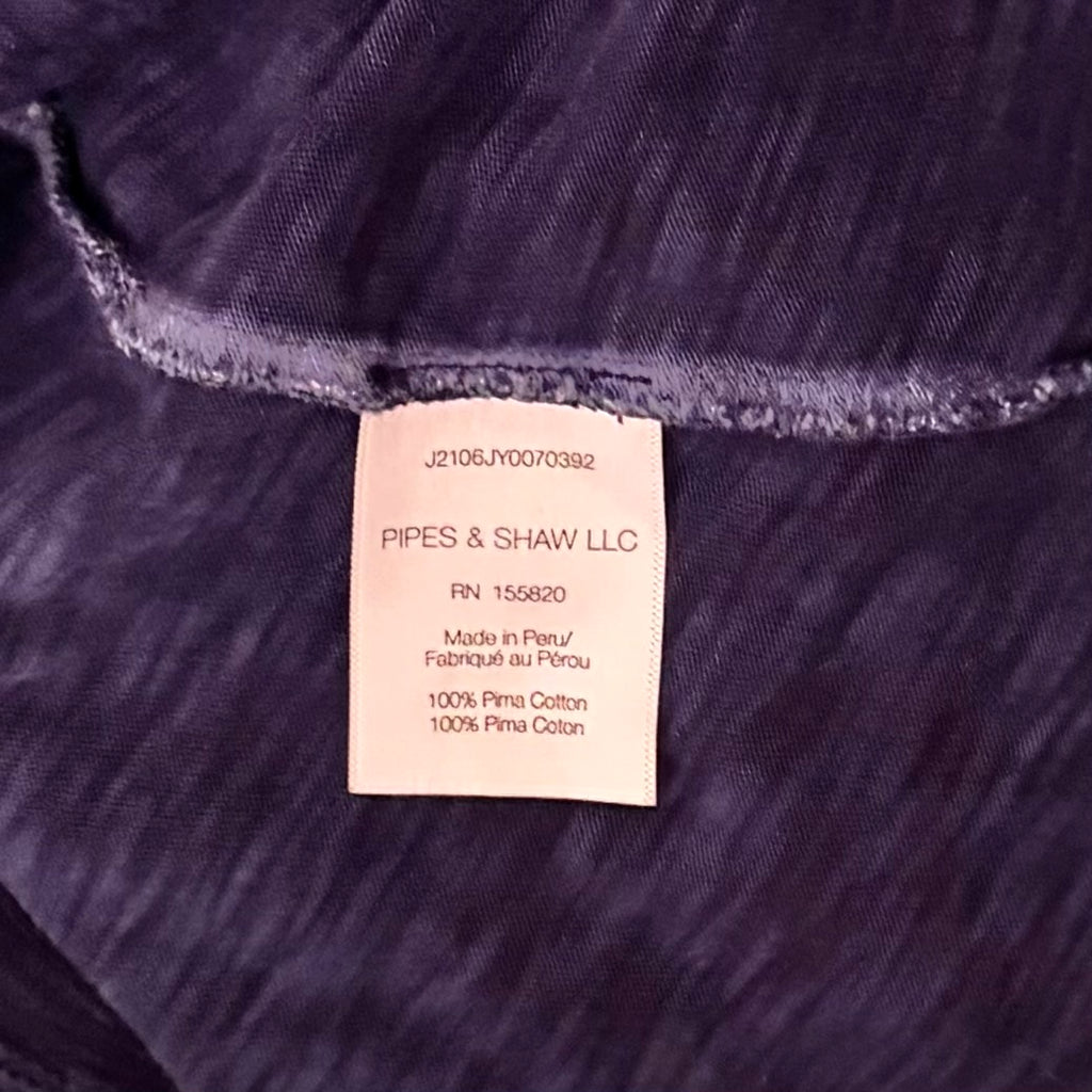 VERONICA BEARD Jeans Porter Pouf Sleeve Pima Cotton Tee Navy Puff Top Small