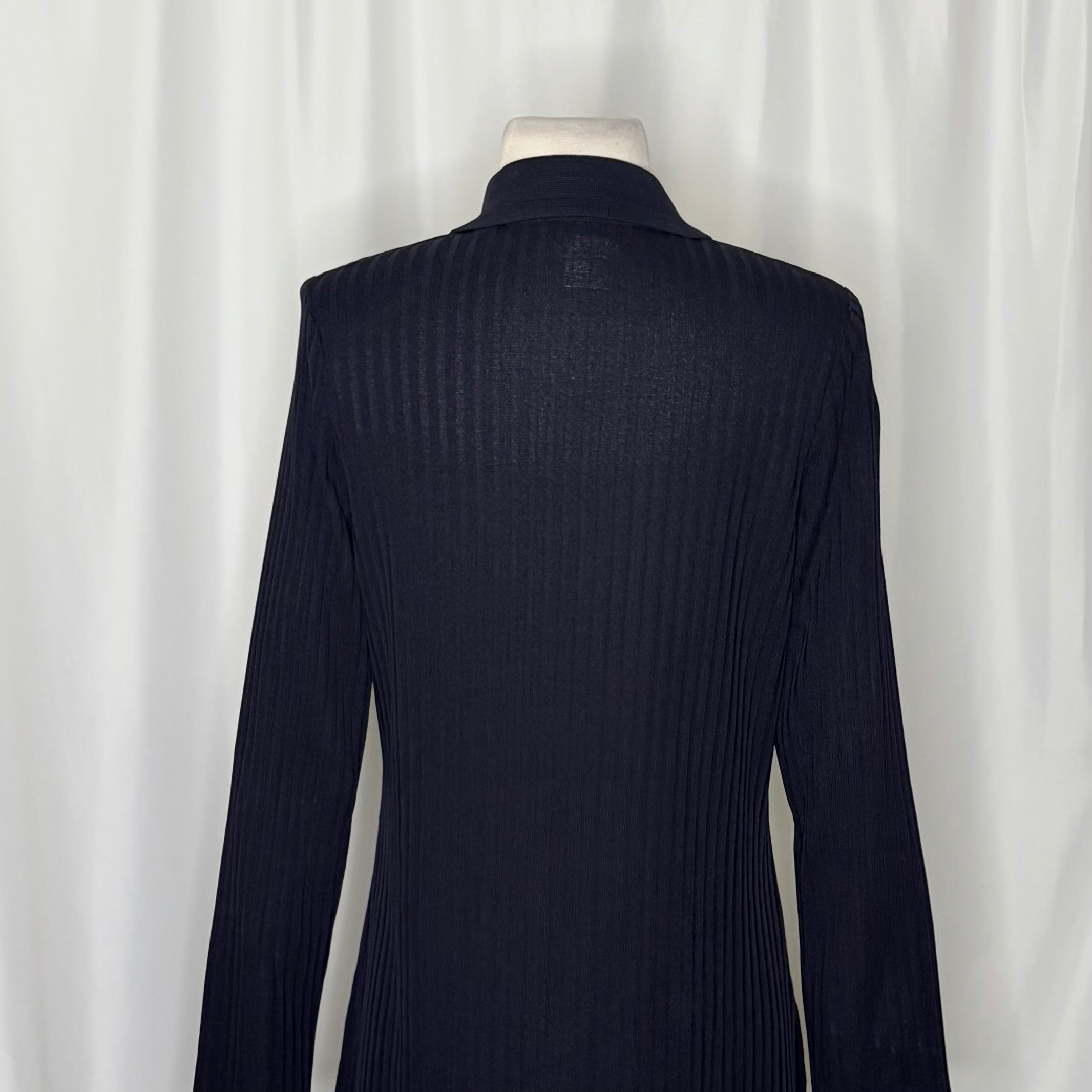Exclusively MISOOK Navy Blue Ribbed Knit Open Front Cardigan Sweater Knitwear XS
