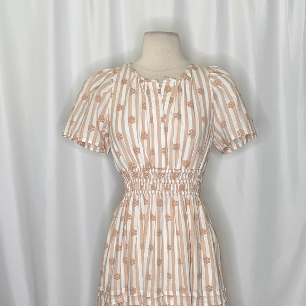 ANTHROPOLOGIE The Somerset Embroidered Floral Maxi Dress Stripes X-Small Petite