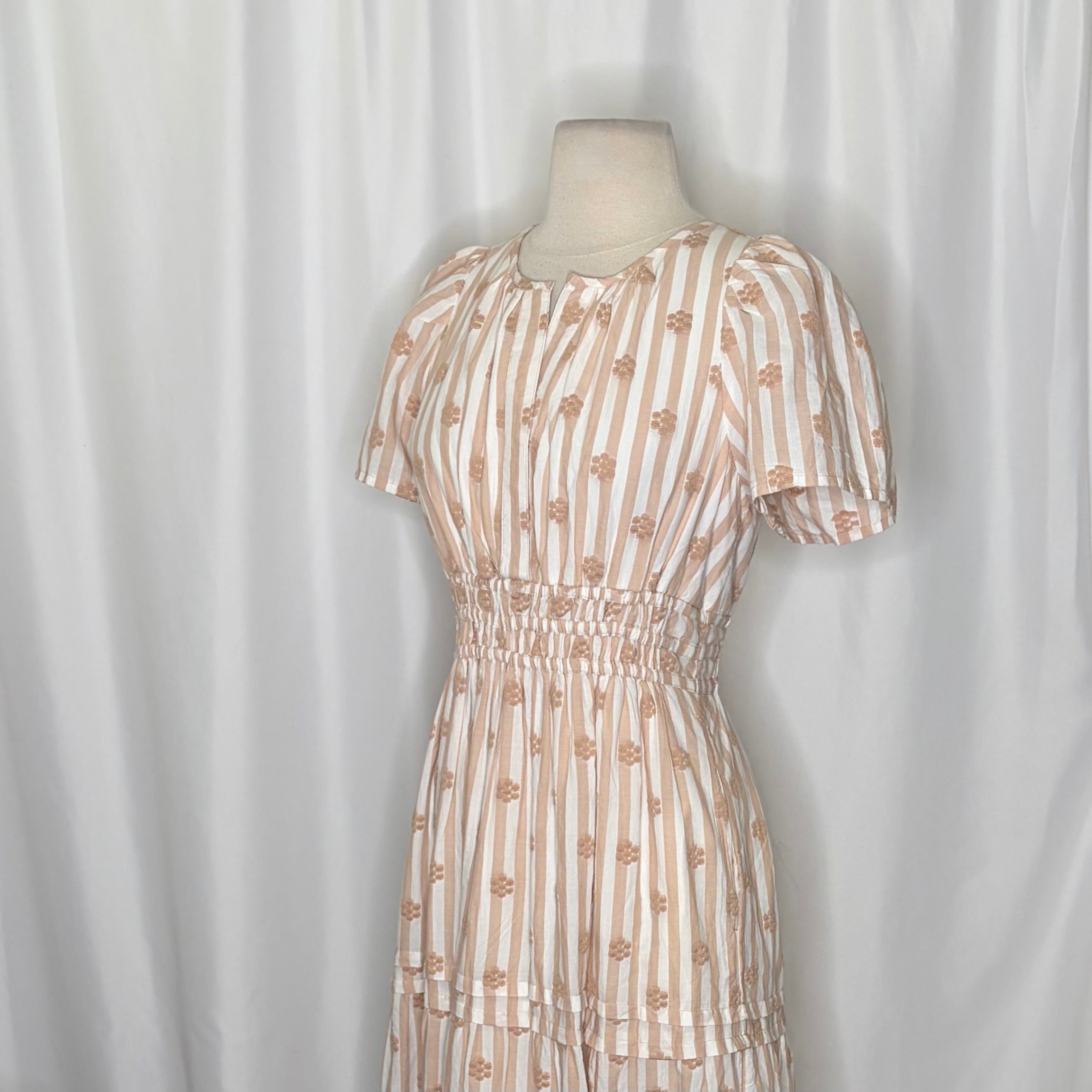 ANTHROPOLOGIE The Somerset Embroidered Floral Maxi Dress Stripes X-Small Petite