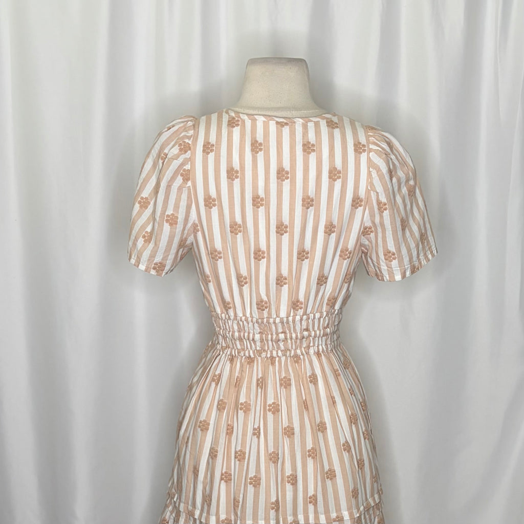 ANTHROPOLOGIE The Somerset Embroidered Floral Maxi Dress Stripes X-Small Petite
