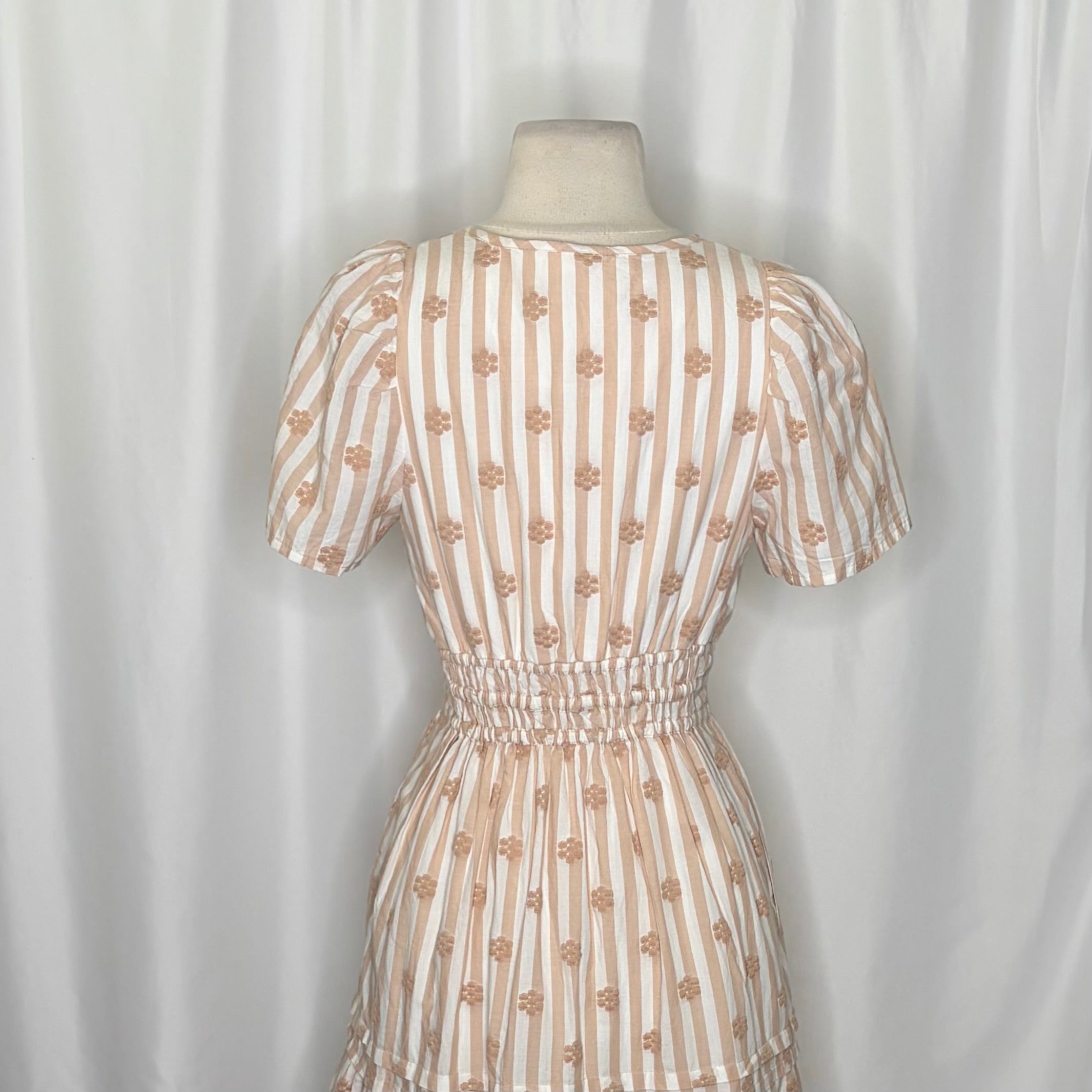 ANTHROPOLOGIE The Somerset Embroidered Floral Maxi Dress Stripes X-Small Petite