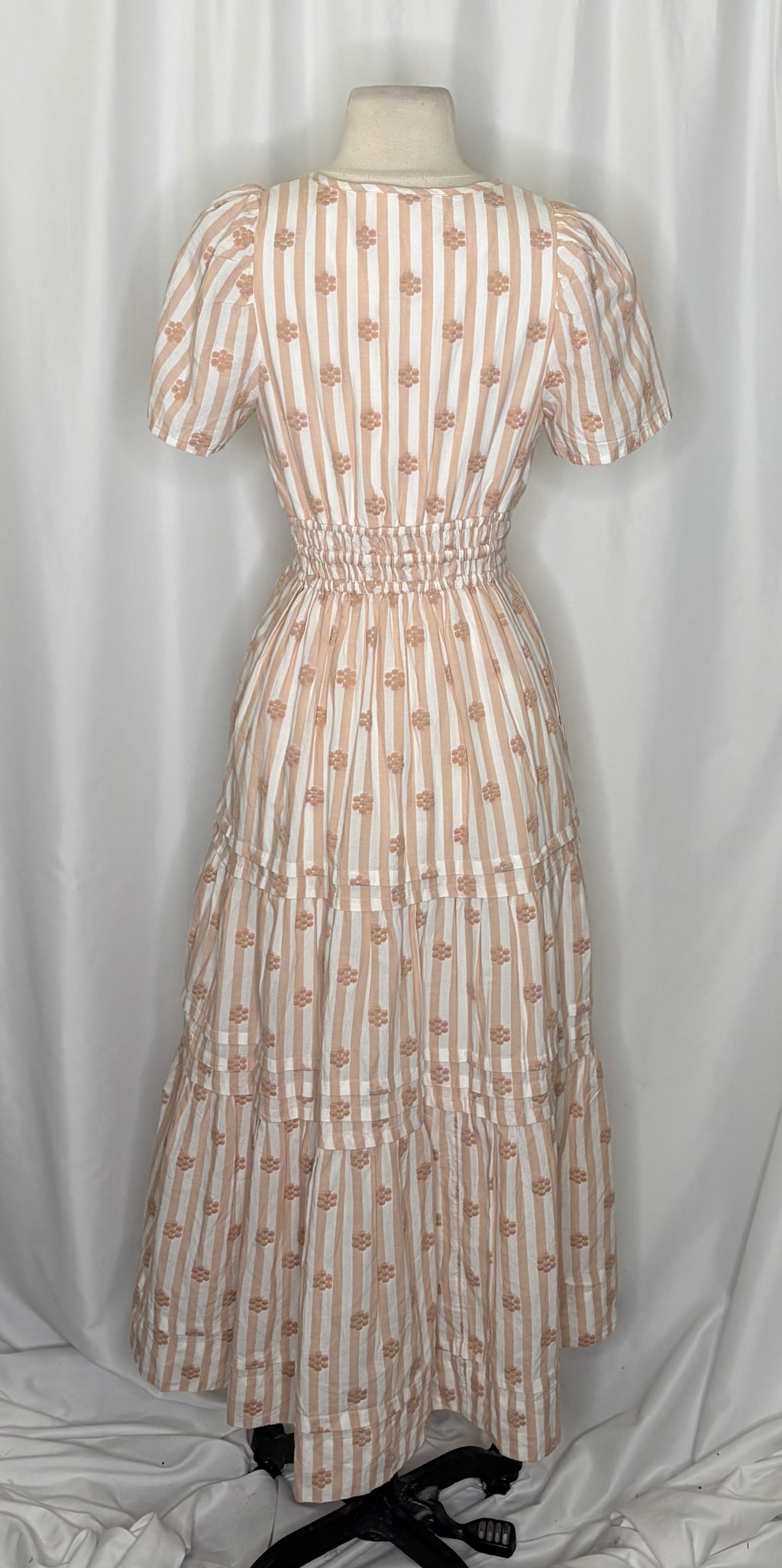 ANTHROPOLOGIE The Somerset Embroidered Floral Maxi Dress Stripes X-Small Petite