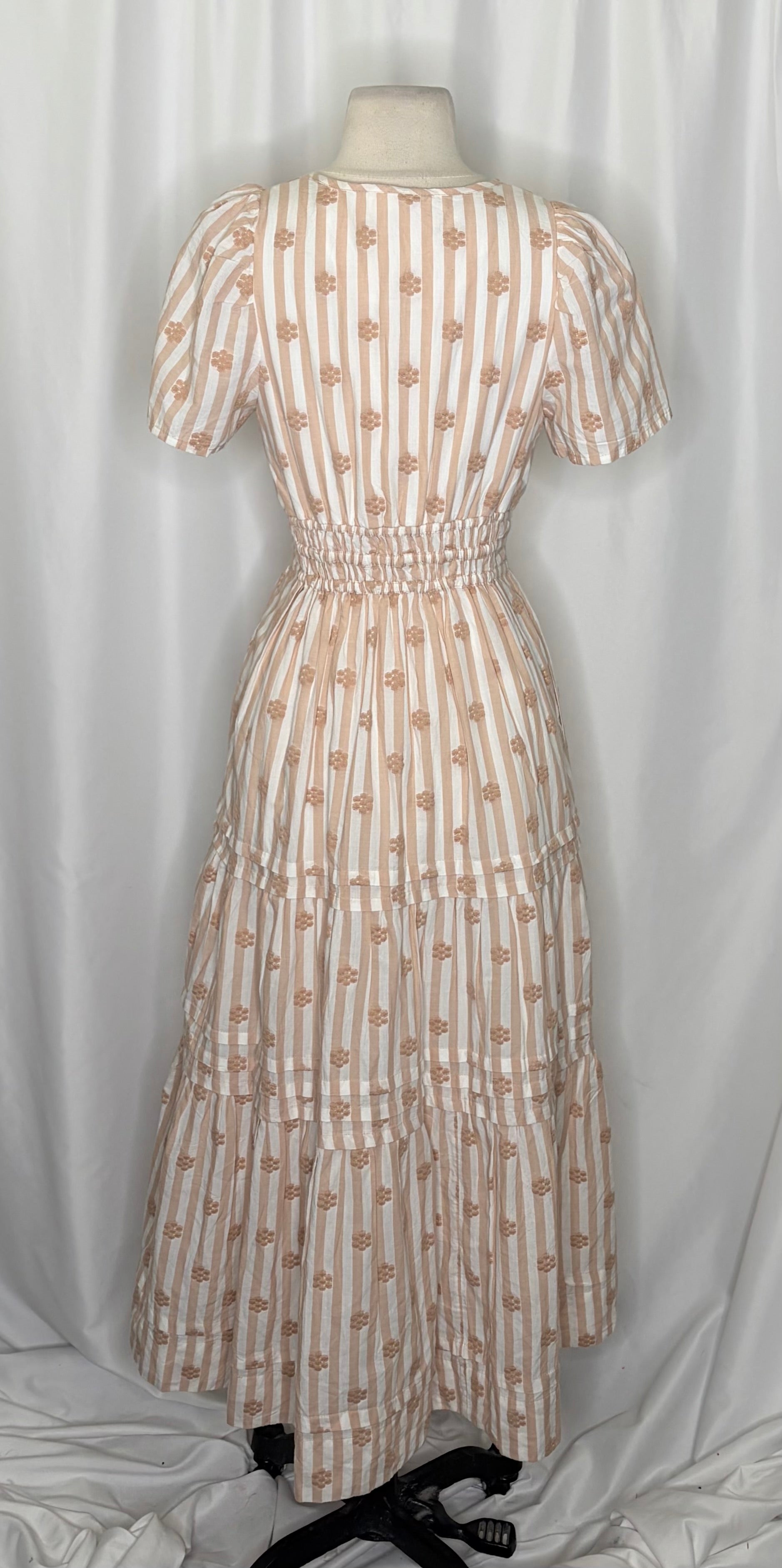 ANTHROPOLOGIE The Somerset Embroidered Floral Maxi Dress Stripes X-Small Petite