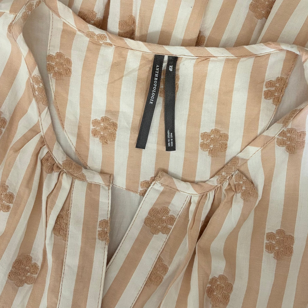 ANTHROPOLOGIE The Somerset Embroidered Floral Maxi Dress Stripes X-Small Petite