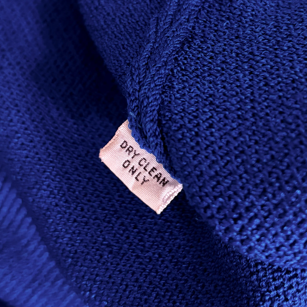 ST. JOHN Separates Cropped Knit Cardigan Sweater Royal Blue V-Neck Jacket Medium