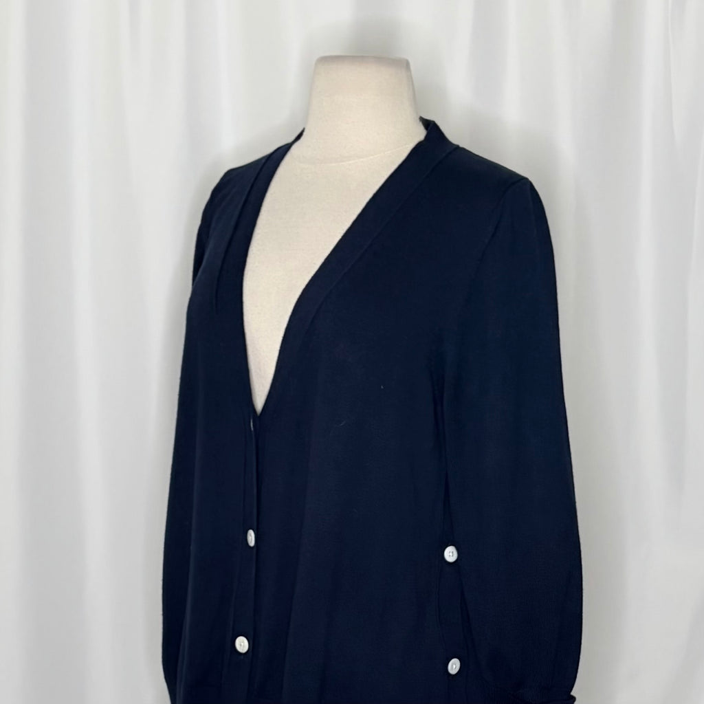 GRETCHEN SCOTT Designs Navy Blue V Neck Cardigan Sweater Button Sides Small