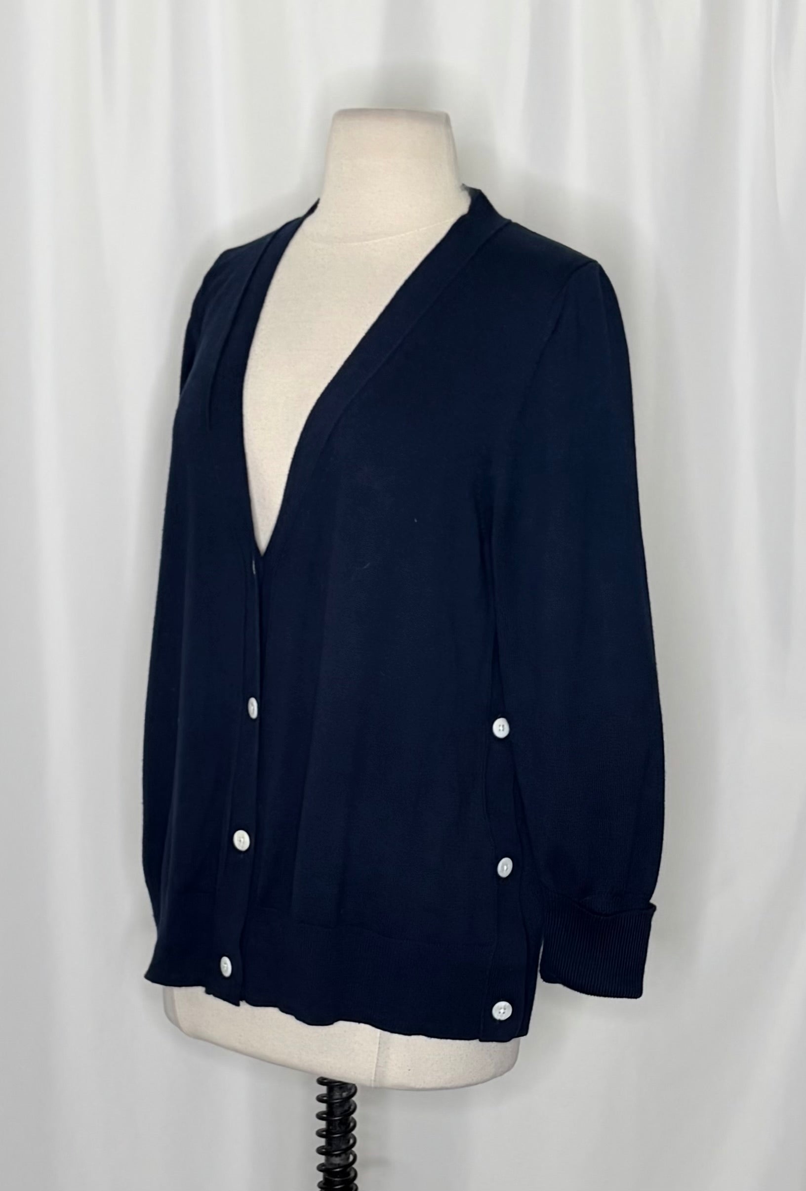 GRETCHEN SCOTT Designs Navy Blue V Neck Cardigan Sweater Button Sides Small